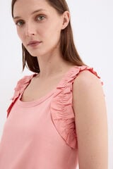 Pedro del Hierro T-shirt al&ccedil;as com folhos Coral