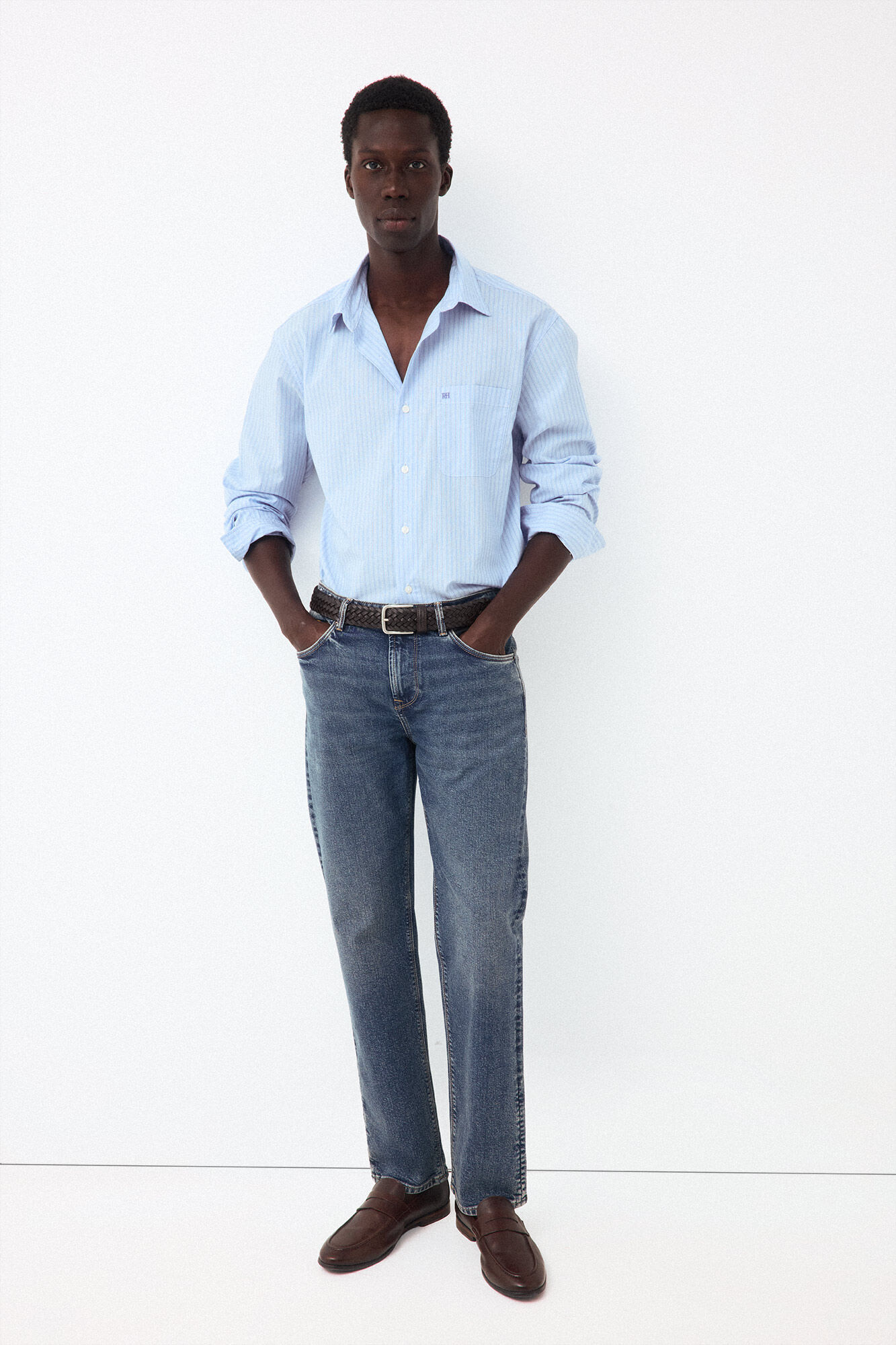 Pedro del Hierro Striped poplin relax fit shirt