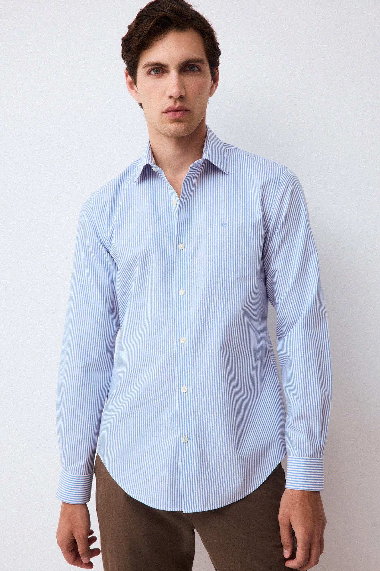 Pedro del Hierro Striped non-iron + anti-stain slim fit dress shirt