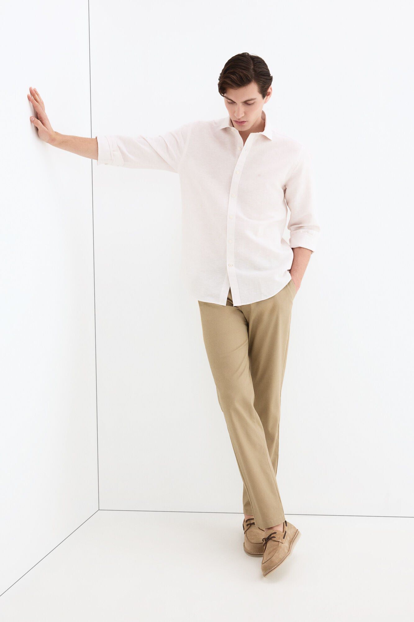 Pedro del Hierro Linen striped easy-iron dress shirt