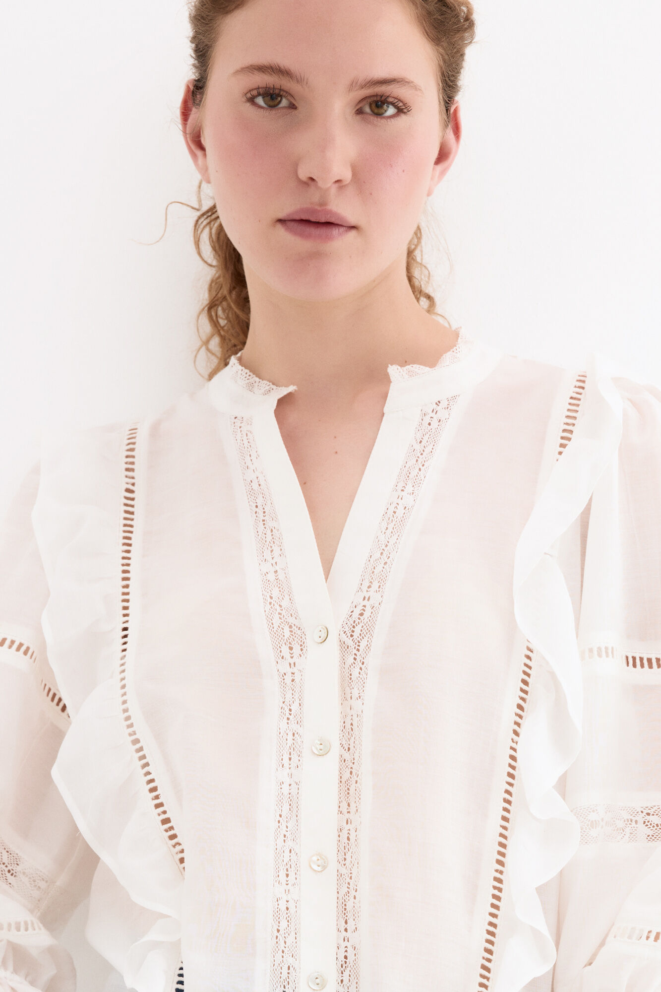 Pedro del Hierro Romantic ruffle blouse White