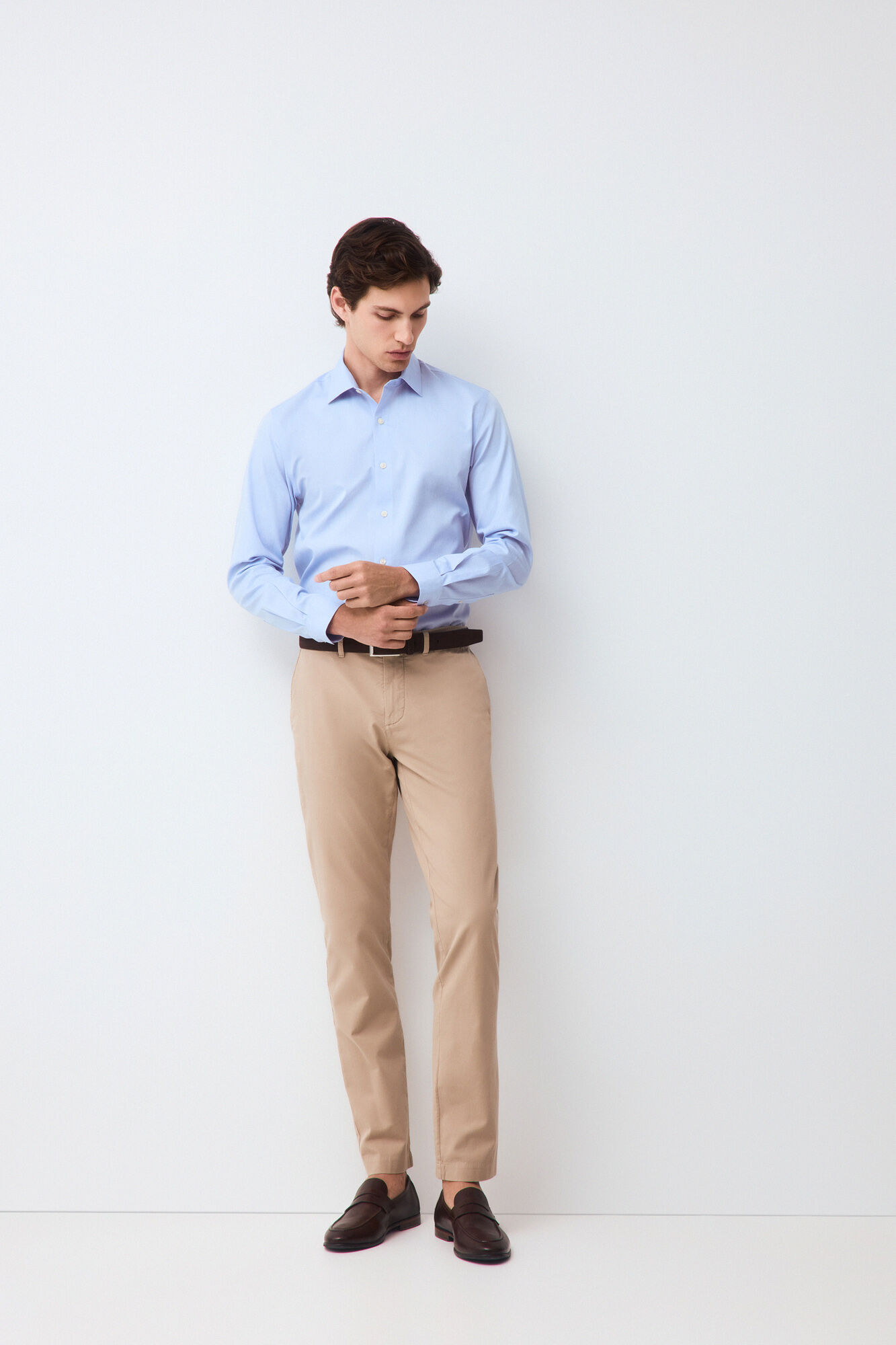 Pedro del Hierro Plain non-iron + anti-stain slim fit dress shirt