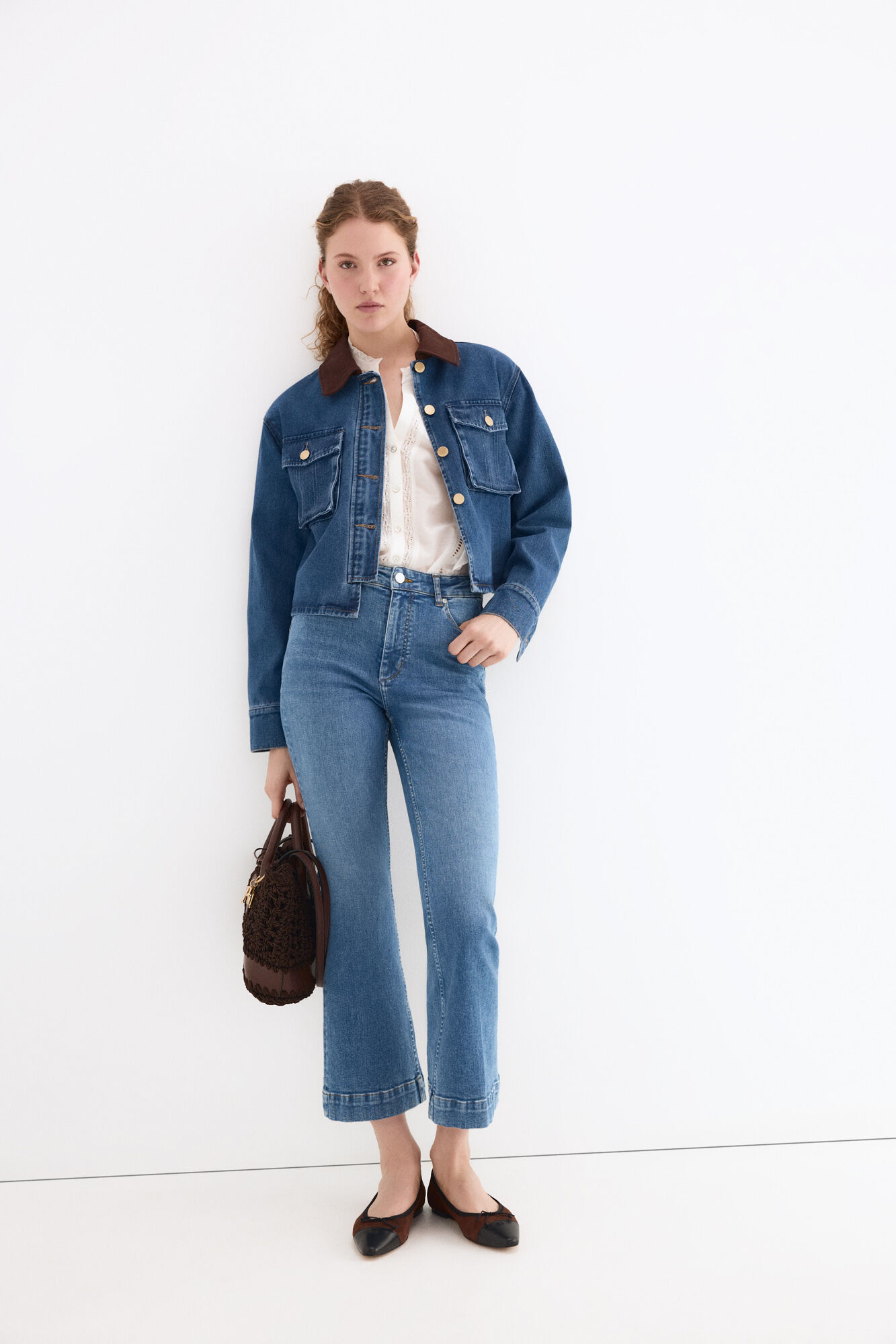 Pedro del Hierro Jeans push up flare cropped Azul