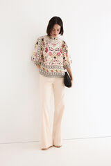 TFP by Tamara Falc&oacute; Blusa estampada e bordada Ecru