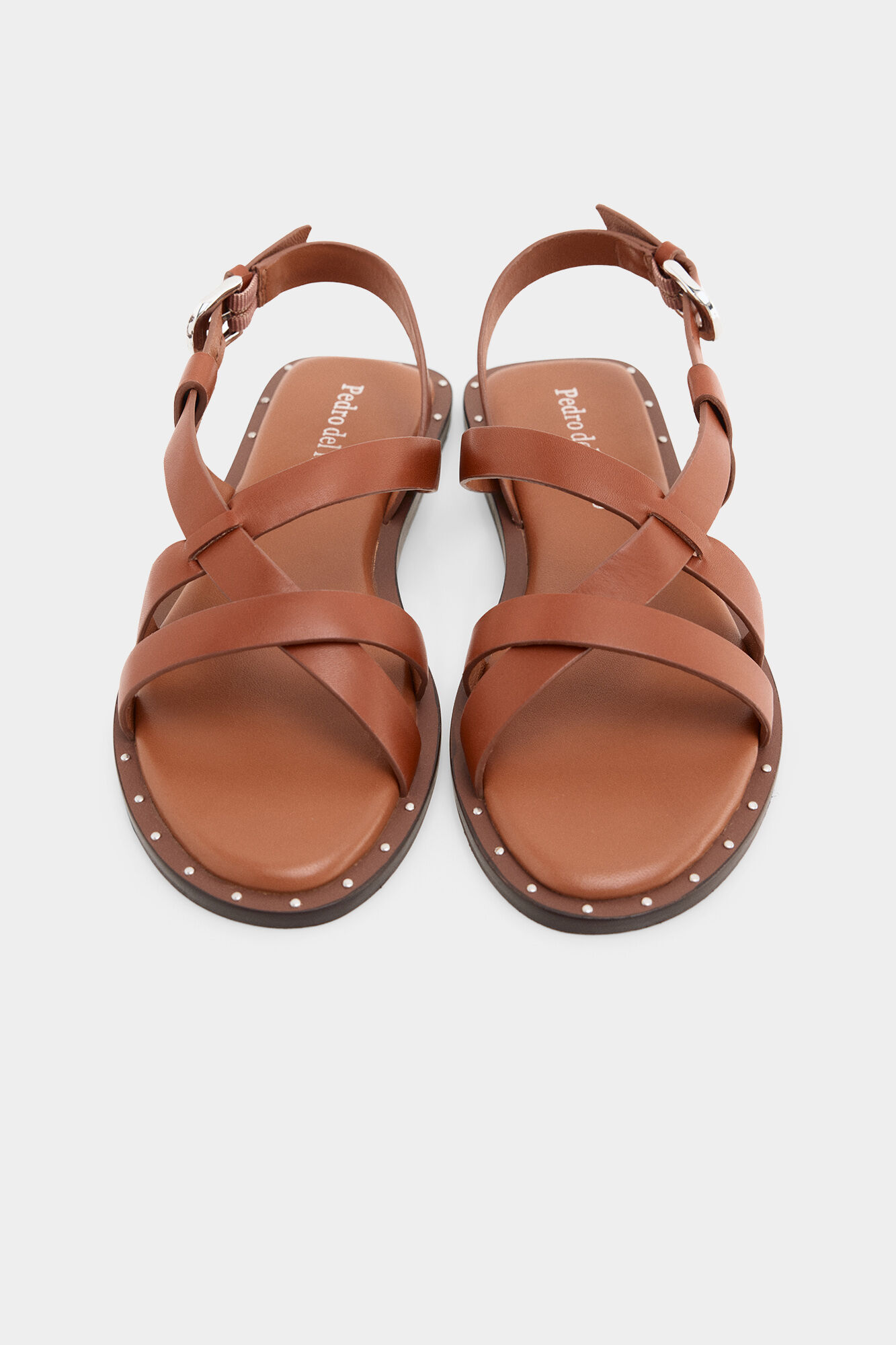 Pedro del Hierro Leather strap sandal Brown
