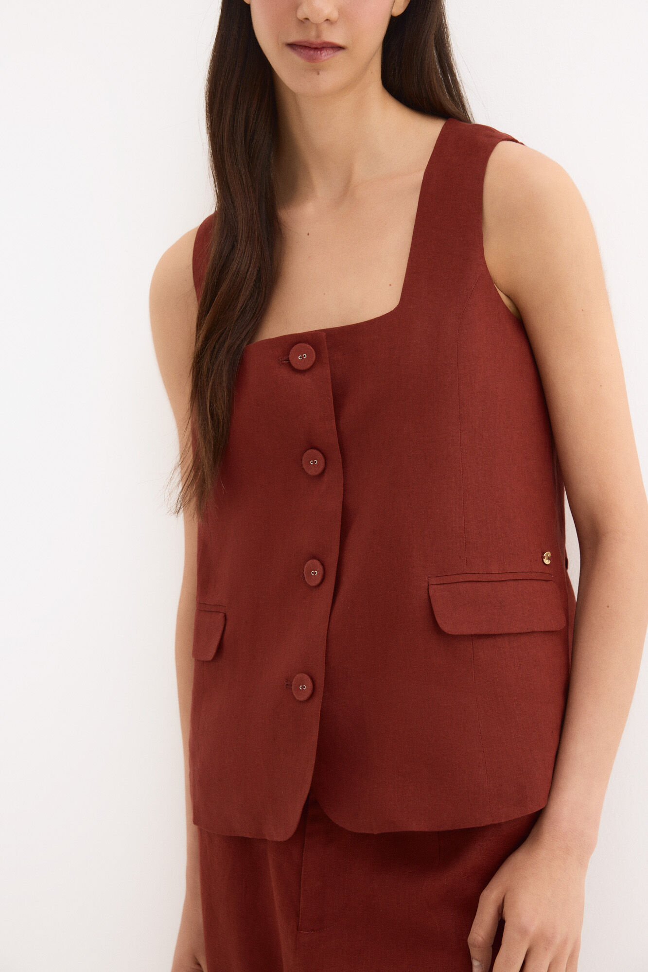 Pedro del Hierro Linen belted gilet