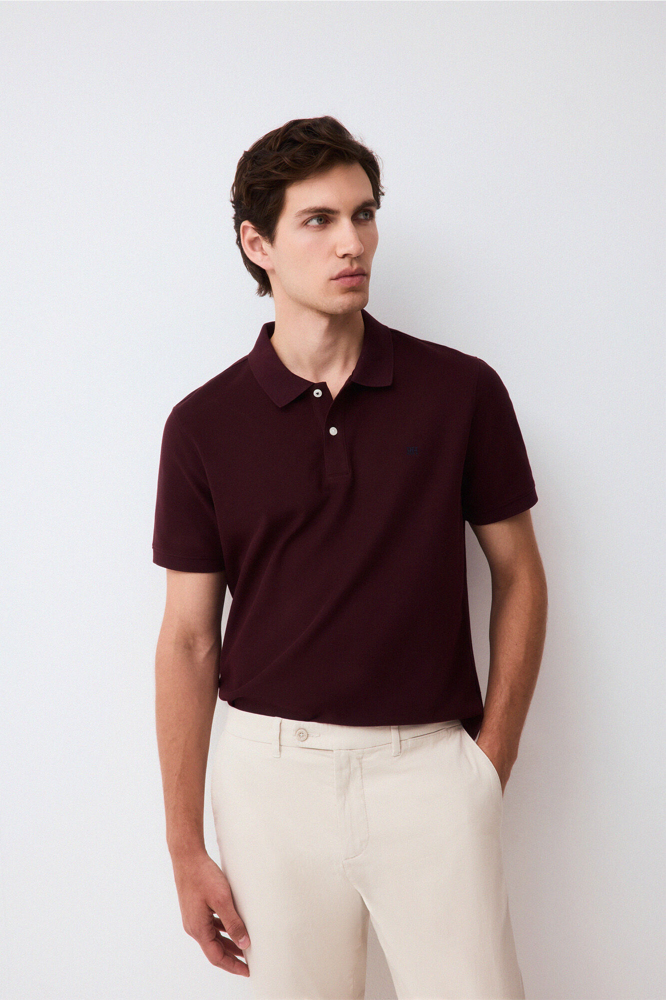 Pedro del Hierro Piqu&eacute; slim fit polo shirt Burgundy