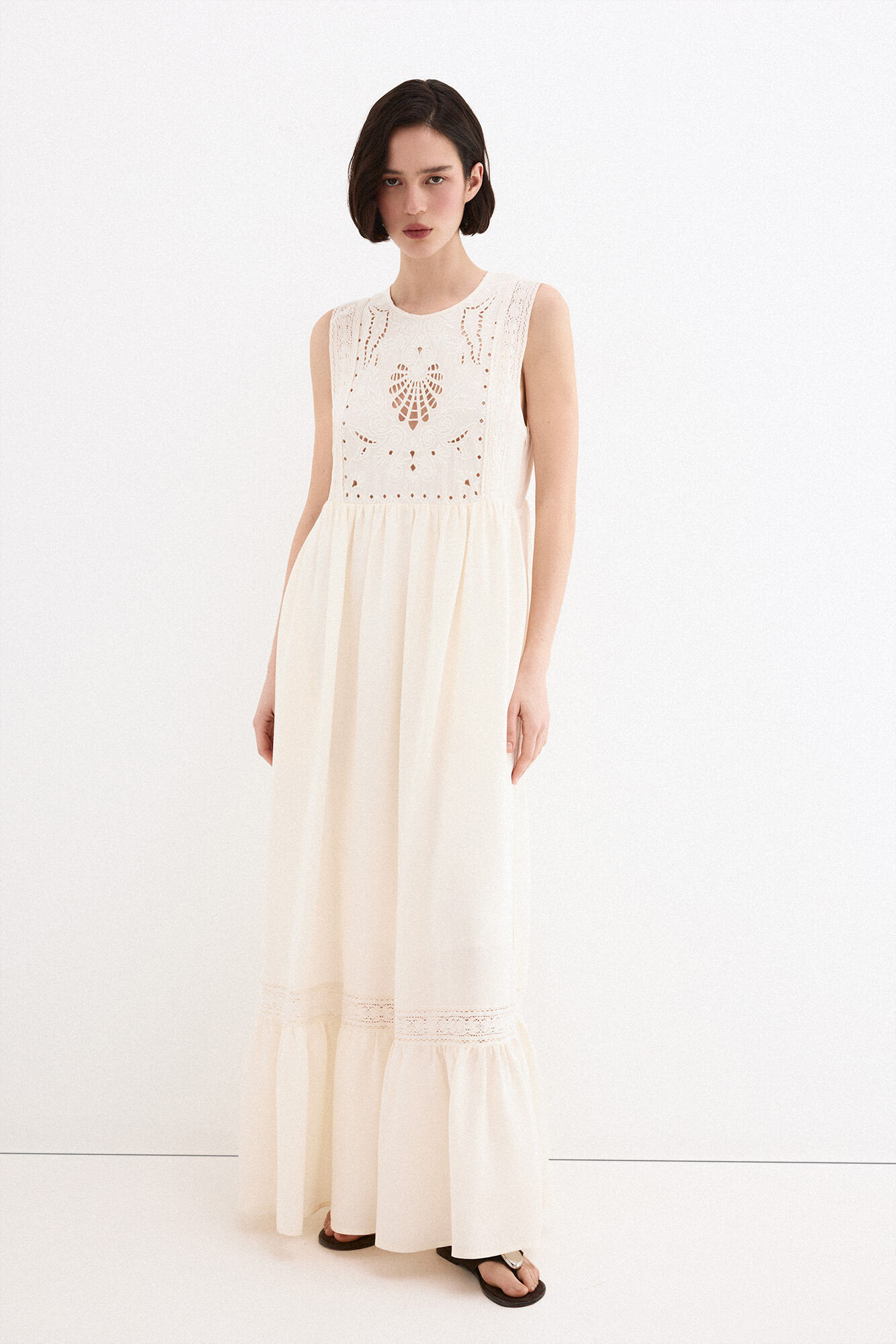 Pedro del Hierro Embroidered romantic dress White