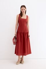 Pedro del Hierro Linen midi dress Red