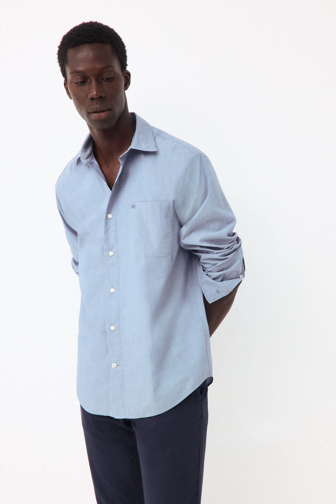 Pedro del Hierro Plain poplin relaxed fit shirt