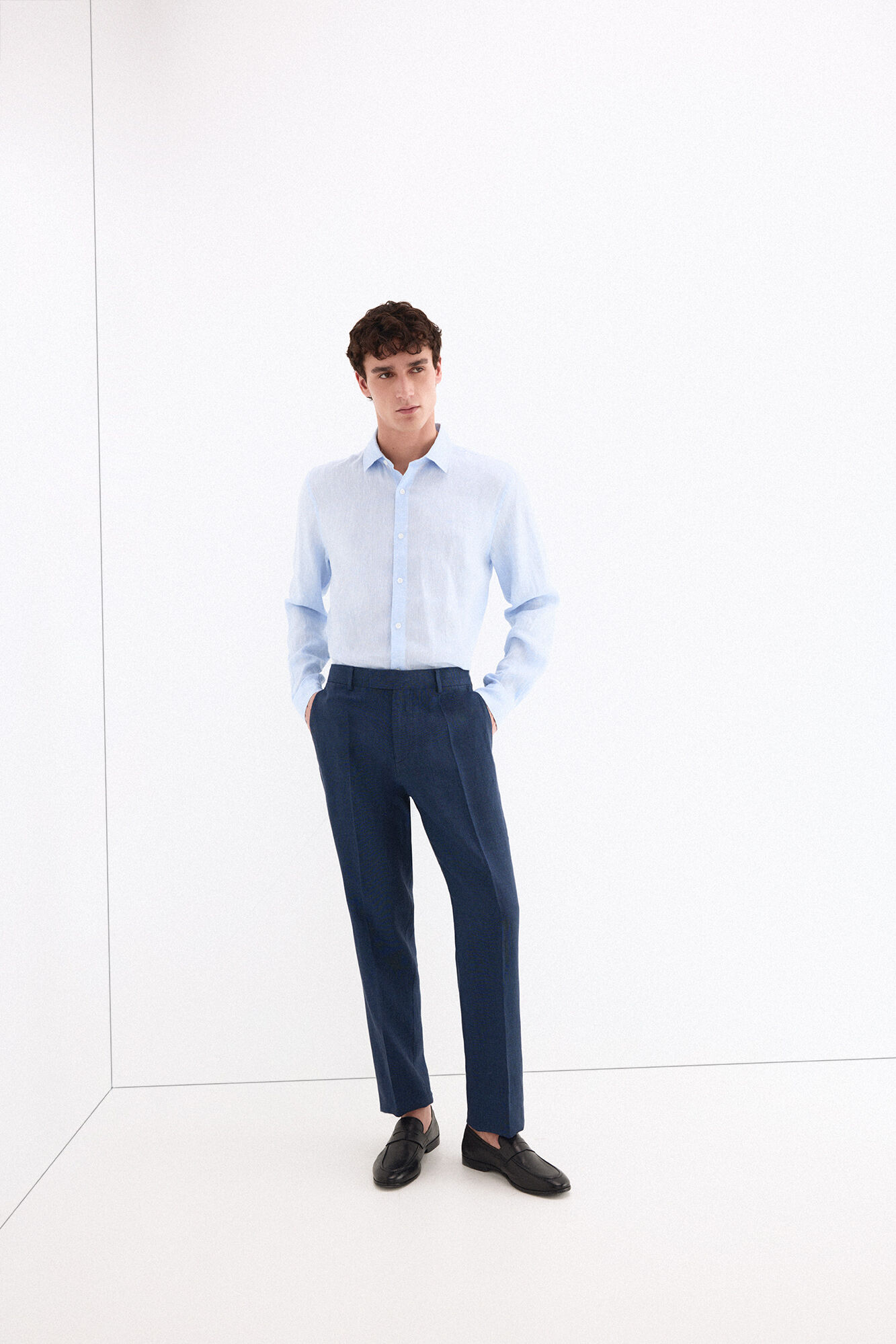 Pedro del Hierro Linen blend coordinated trousers Blue