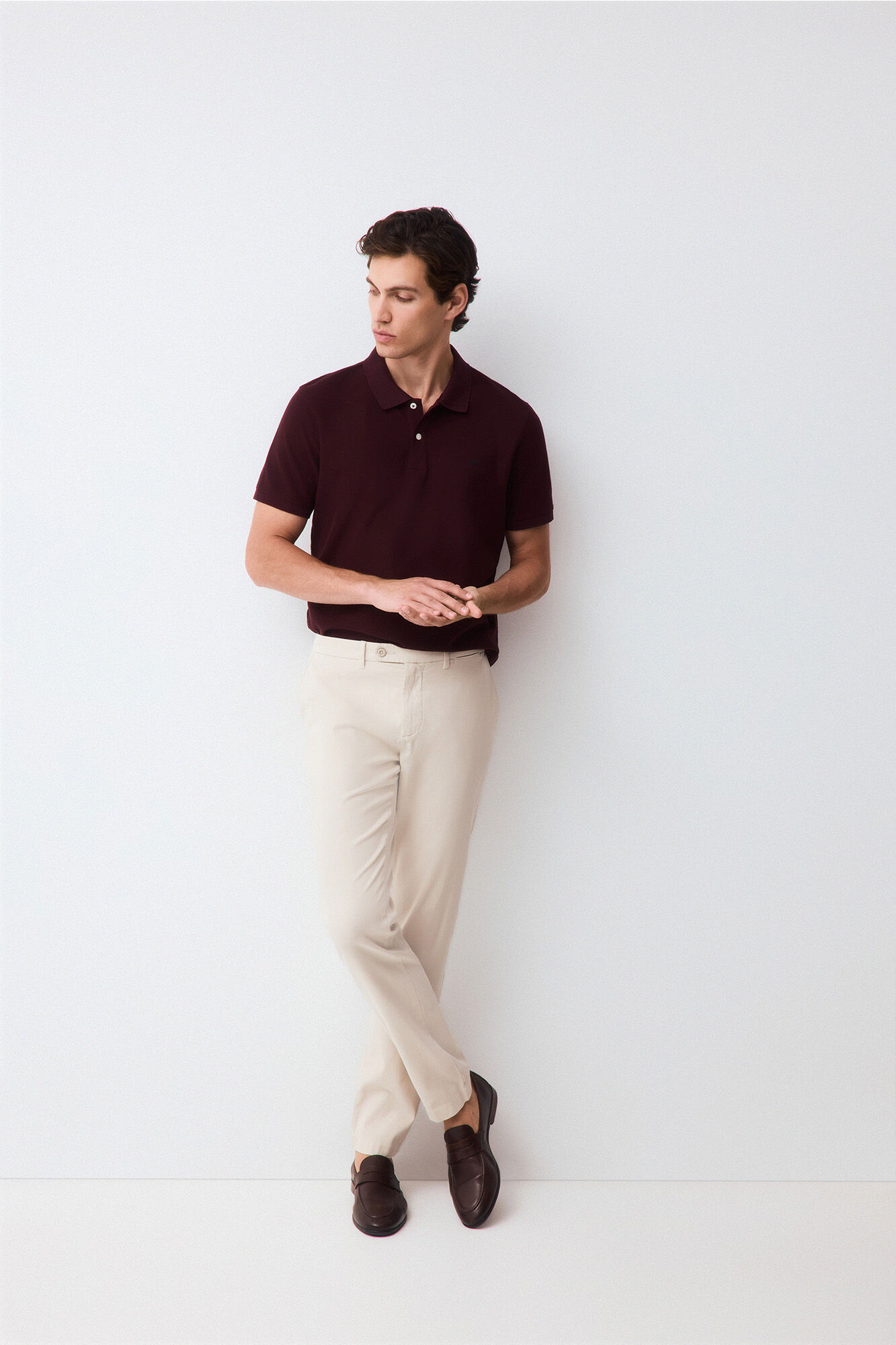 Pedro del Hierro Piqu&eacute; slim fit polo shirt Burgundy