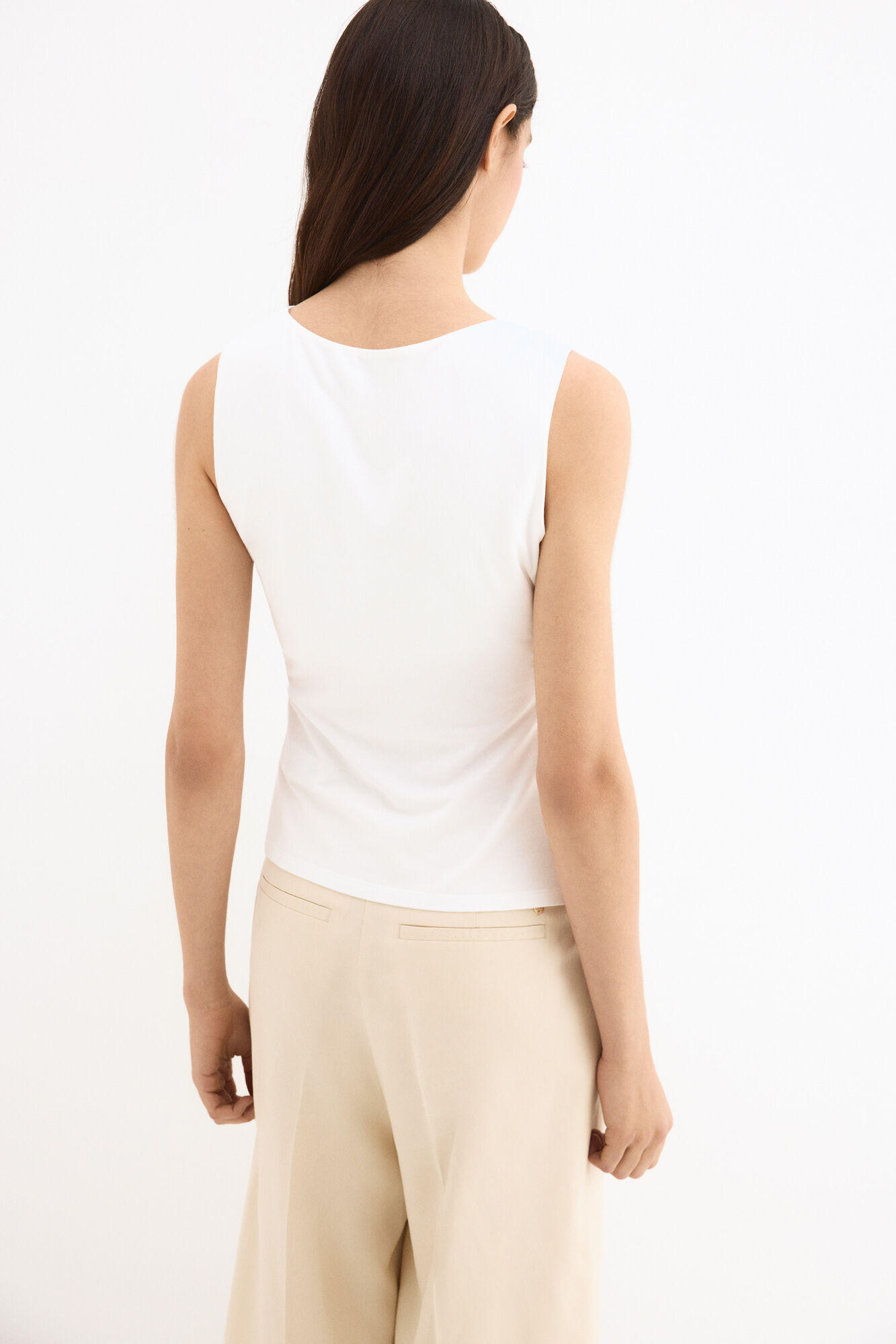 Pedro del Hierro Sleeveless T-shirt with shoulder detail Ecru