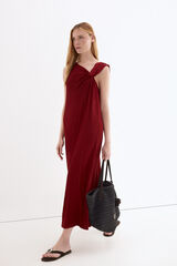 Pedro del Hierro Vestido largo escote asim&eacute;trico Rojo