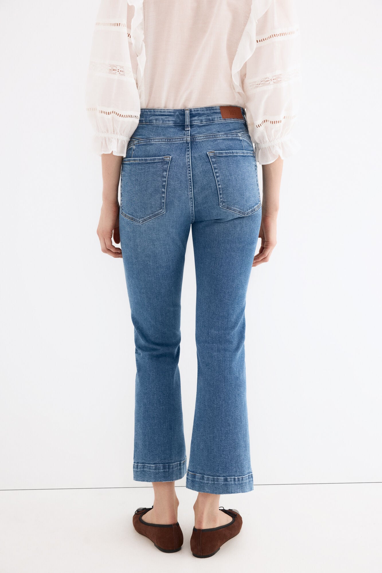 Pedro del Hierro Jeans push up flare cropped Azul