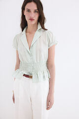 Pedro del Hierro Blusa lisa encerada Turquesa