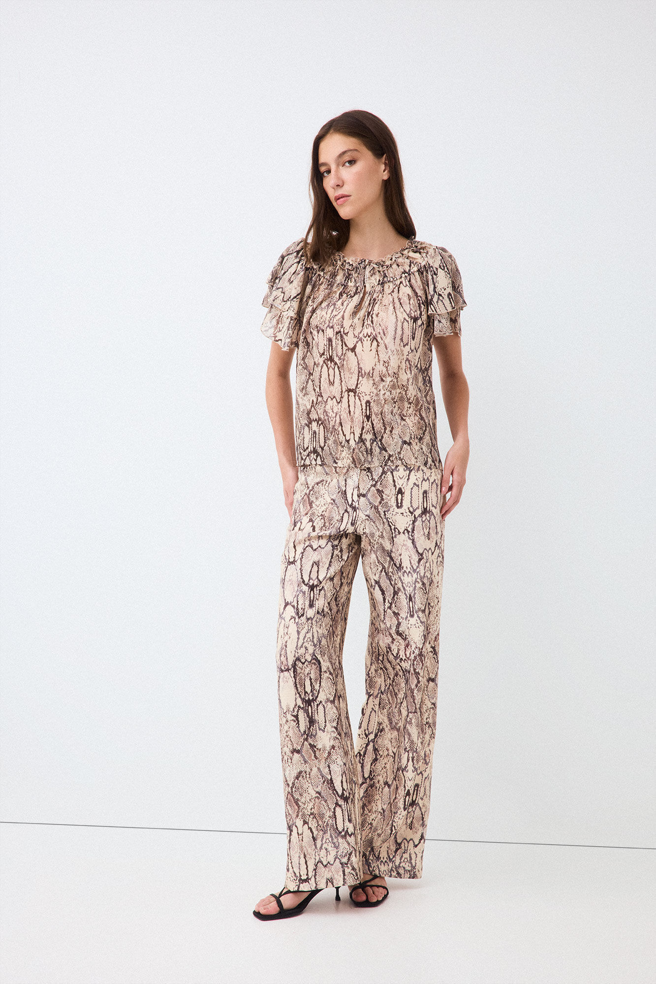 Pedro del Hierro Printed ruffle sleeve blouse