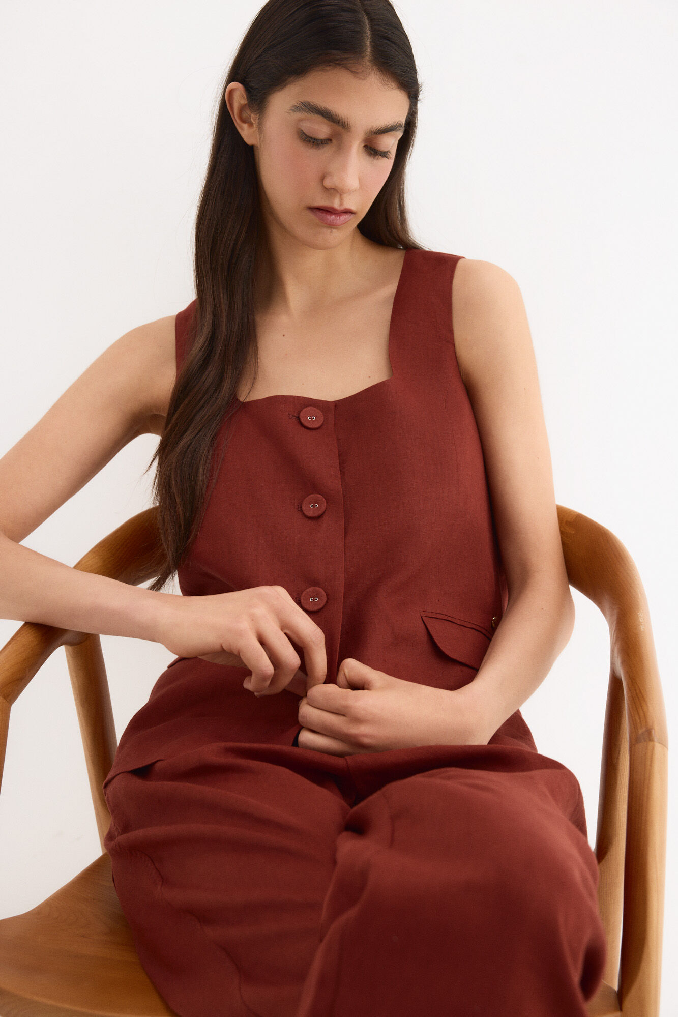 Pedro del Hierro Linen belted gilet