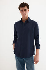 Pedro del Hierro Plain linen shirt Blue