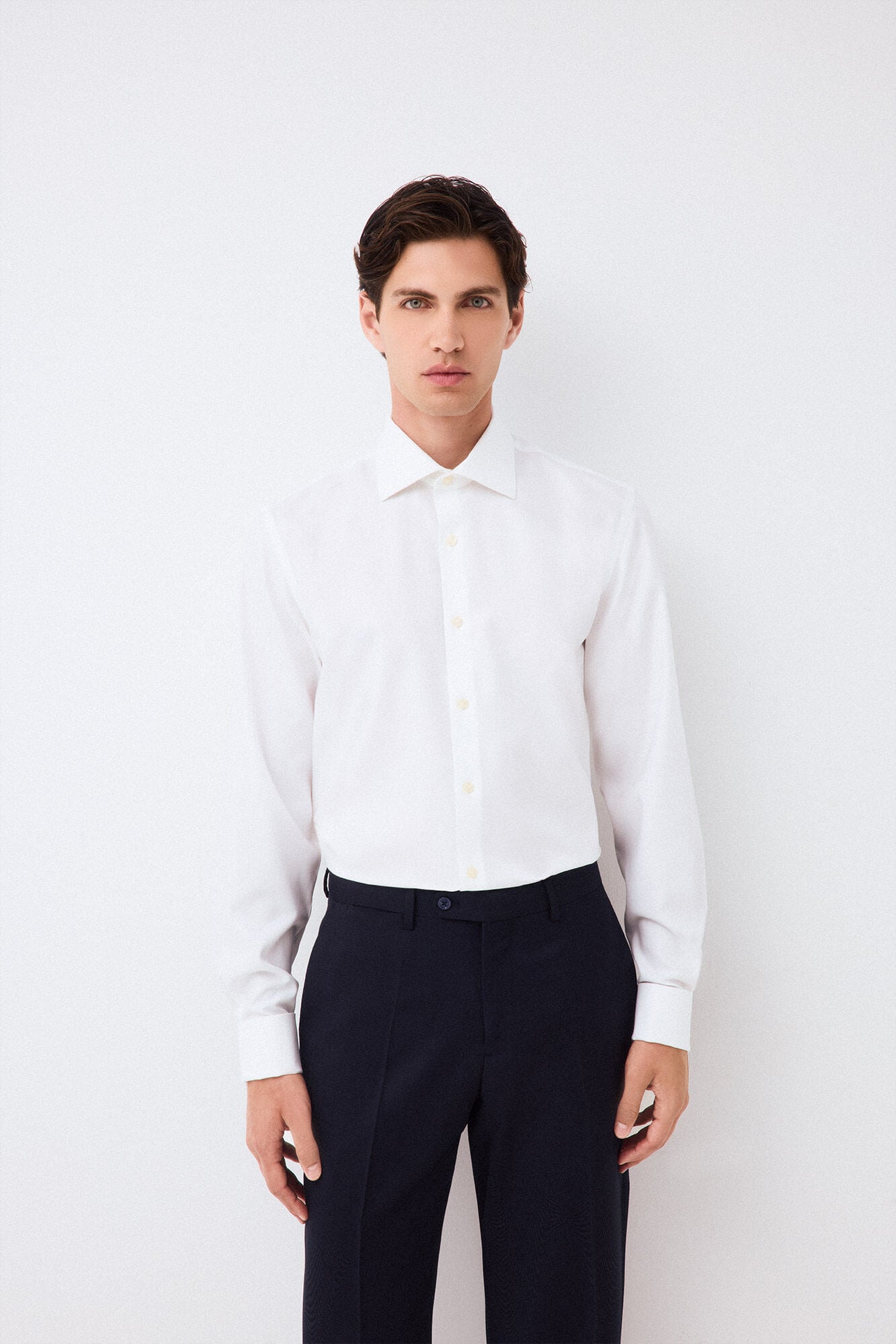 Pedro del Hierro Plain non-iron + anti-stain double cuff dress shirt