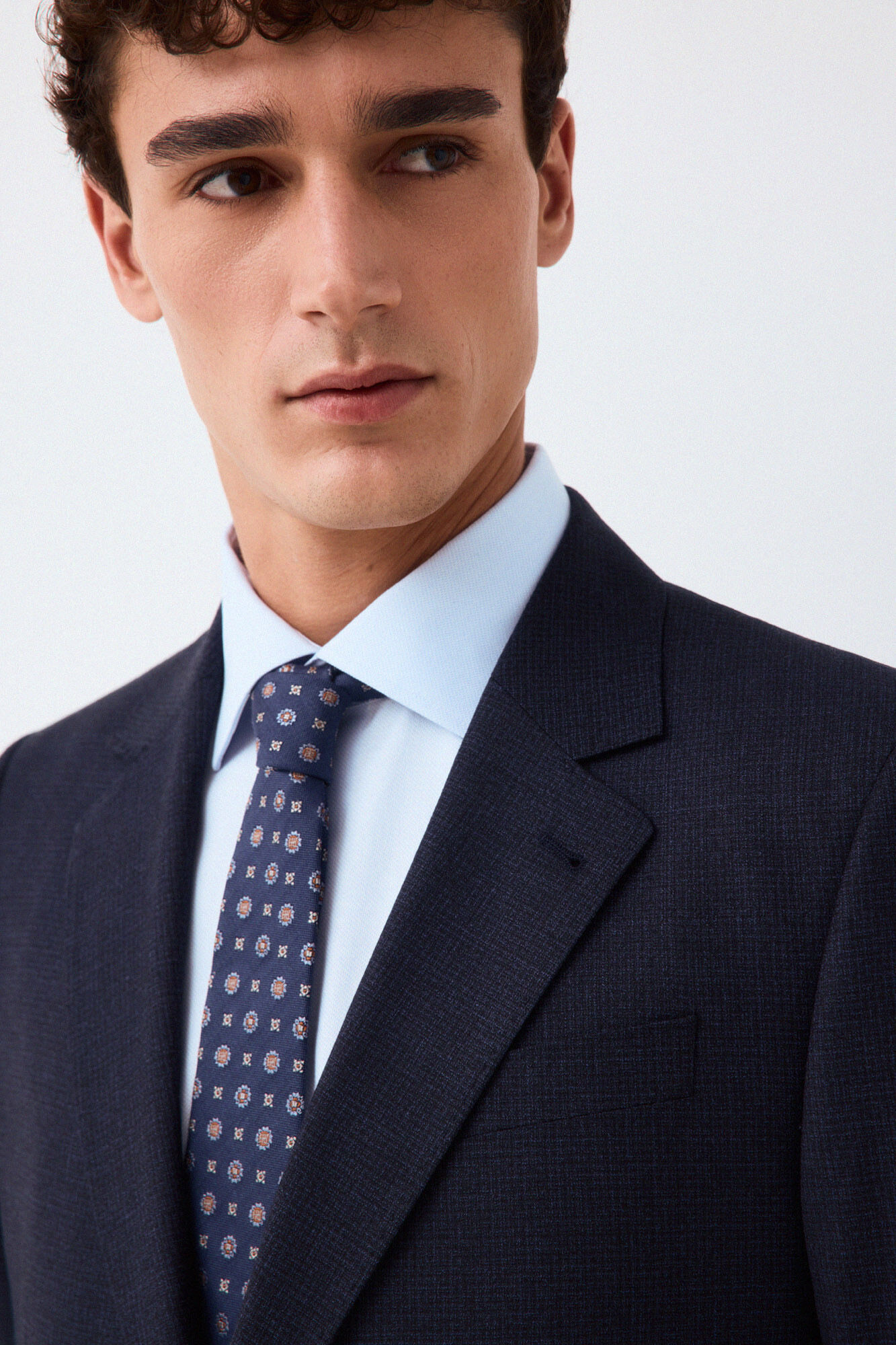 Pedro del Hierro Blue plaid slim fit suit jacket