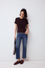 Pedro del Hierro Faux rib double T-shirt Brown