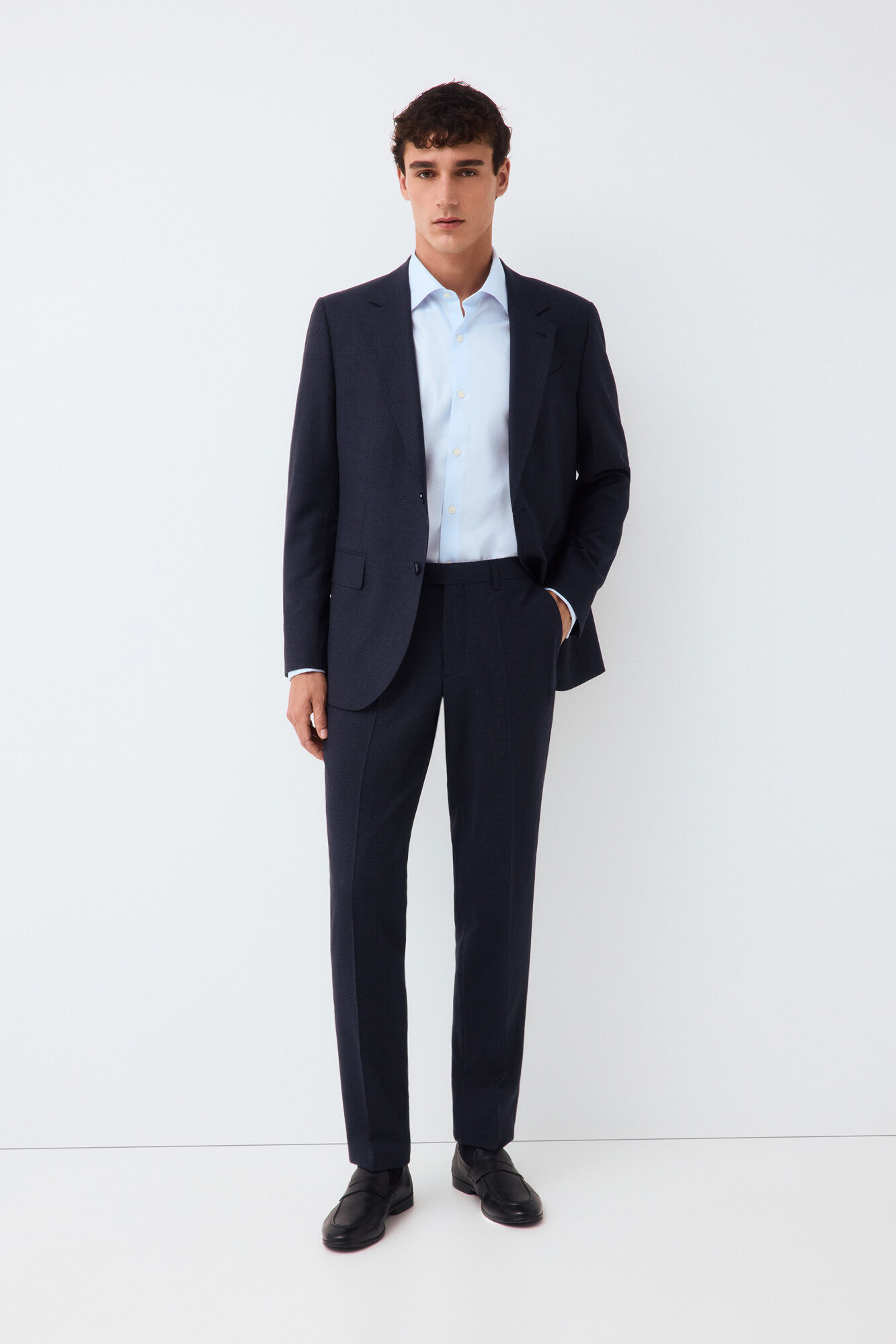 Pedro del Hierro Blue plaid slim fit tailored trousers
