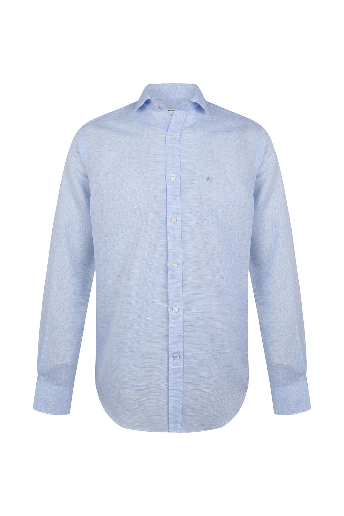 Pedro del Hierro Structured linen easy iron dress shirt Blue