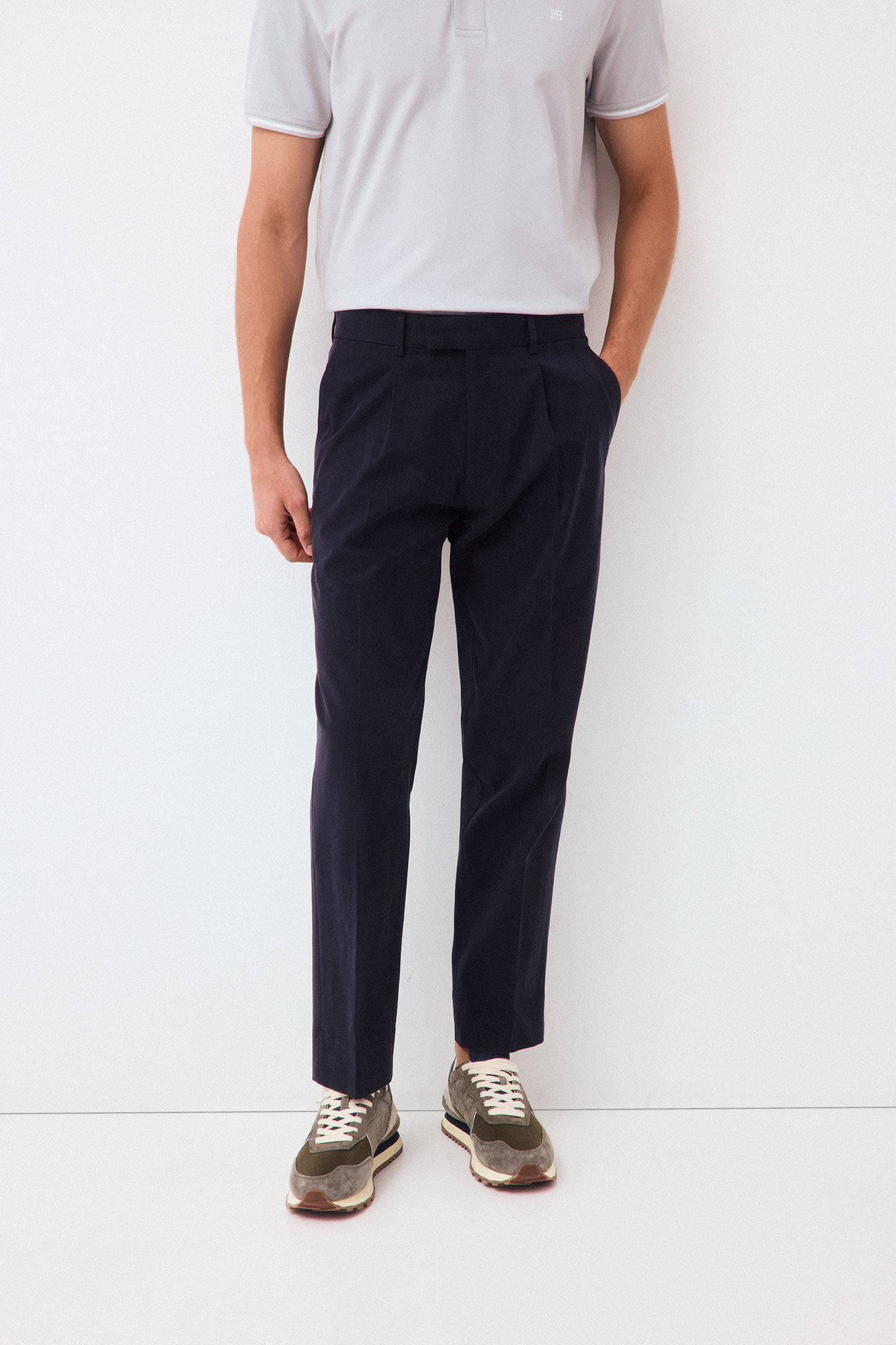 Pedro del Hierro Tapered cotton-tencel chinos
