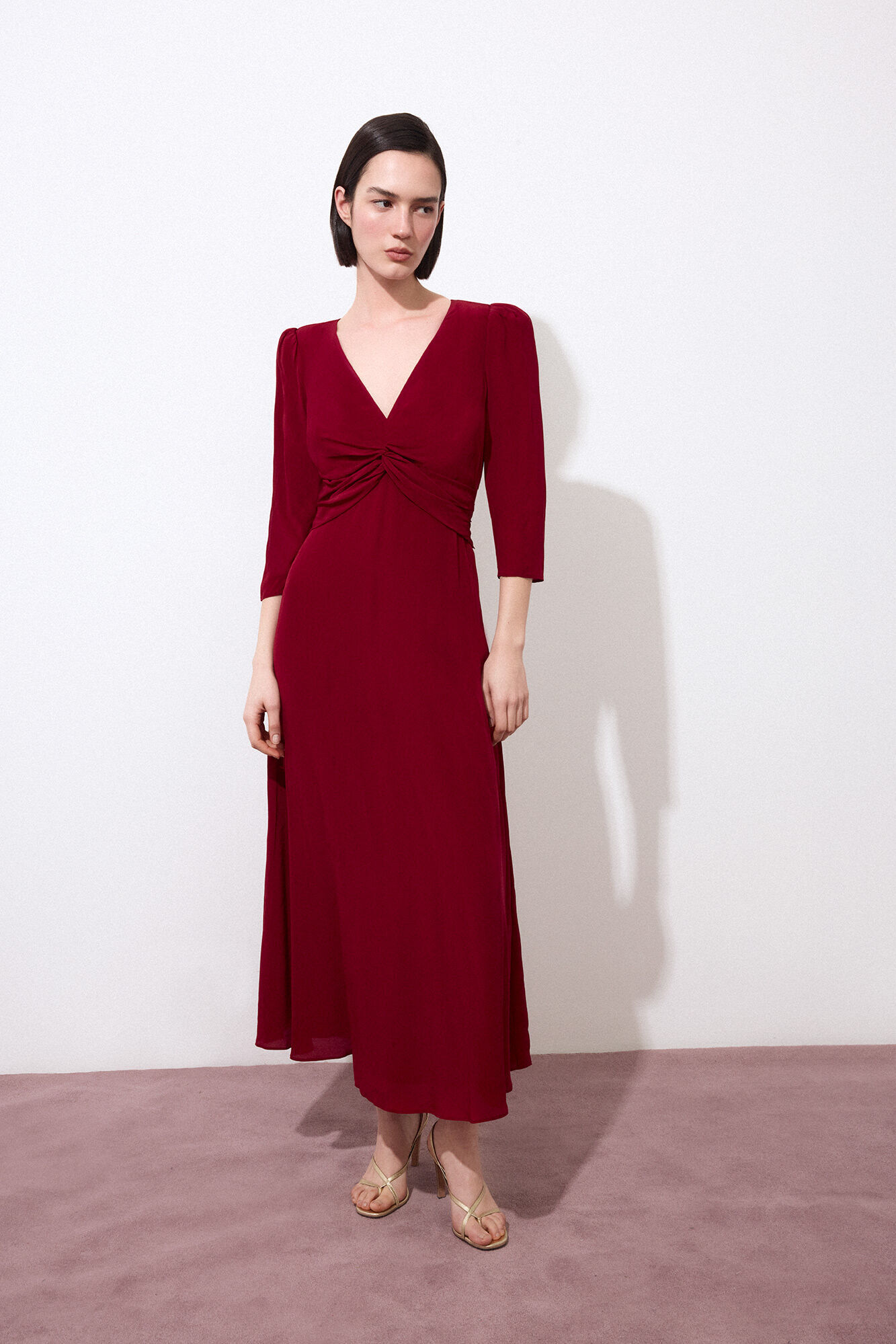 Pedro del Hierro Long midi dress Burgundy