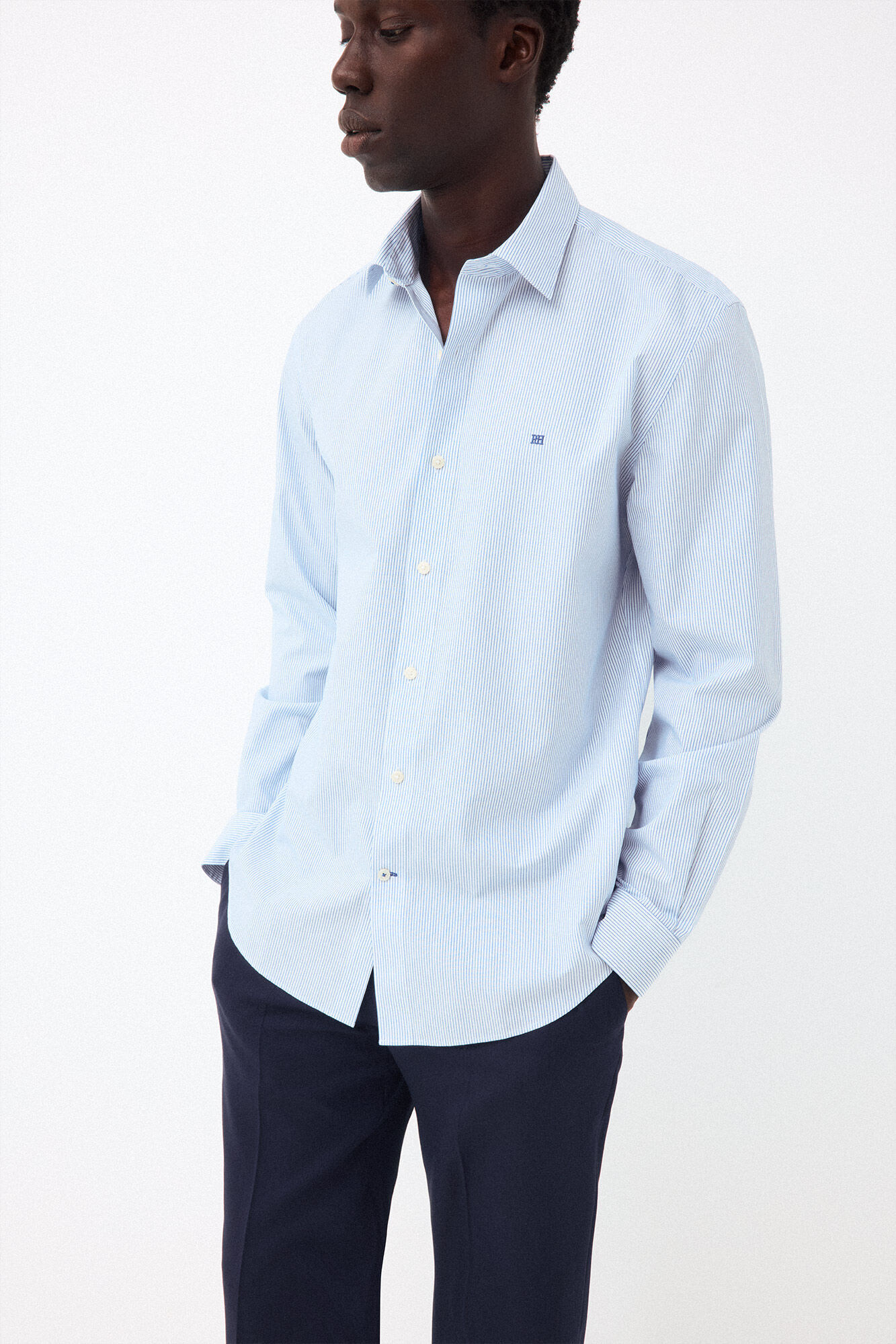 Pedro del Hierro Striped non-iron + anti-stain slim fit dress shirt