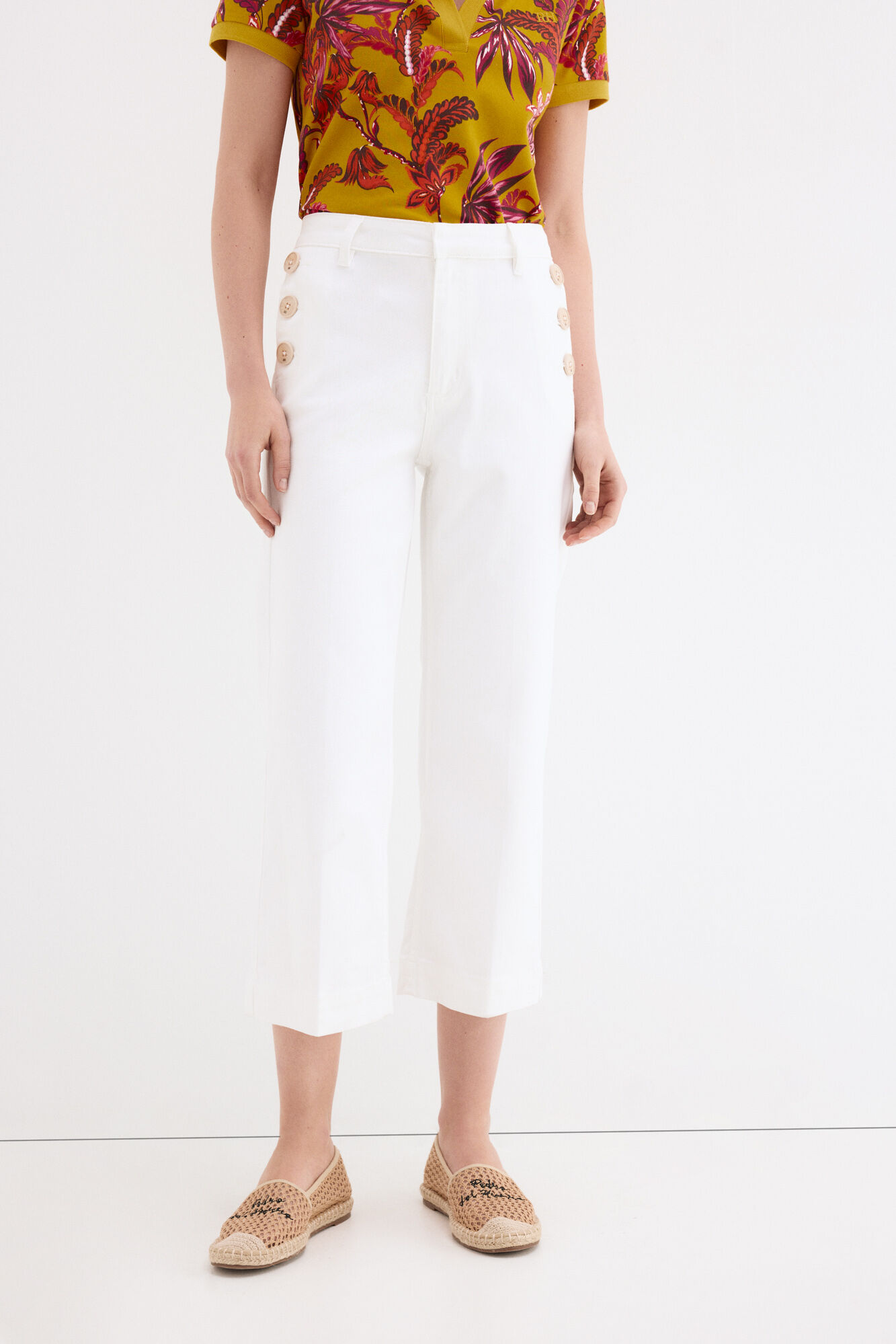 Pedro del Hierro Jeans perna larga capri Ecru