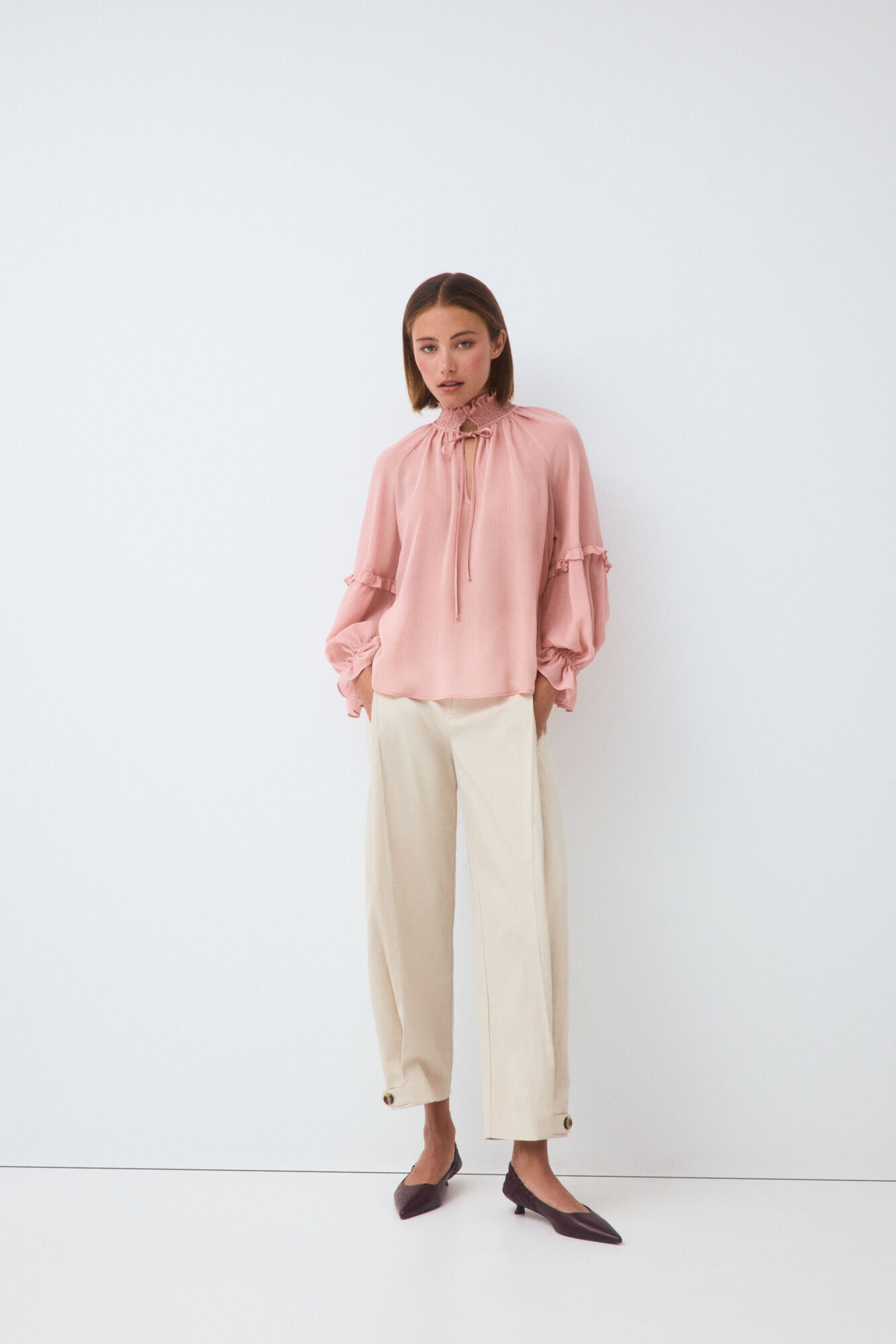 Pedro del Hierro Blusa fluida com folhos