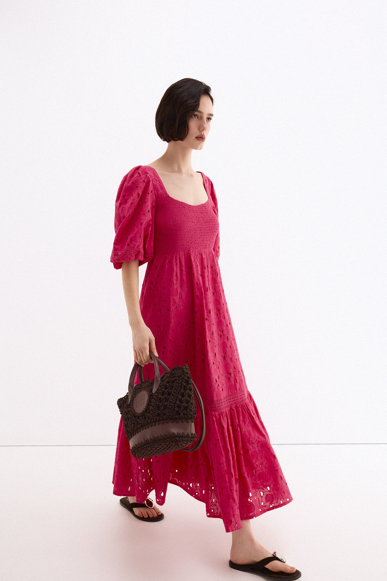 Pedro del Hierro Embroidered cotton dress Pink