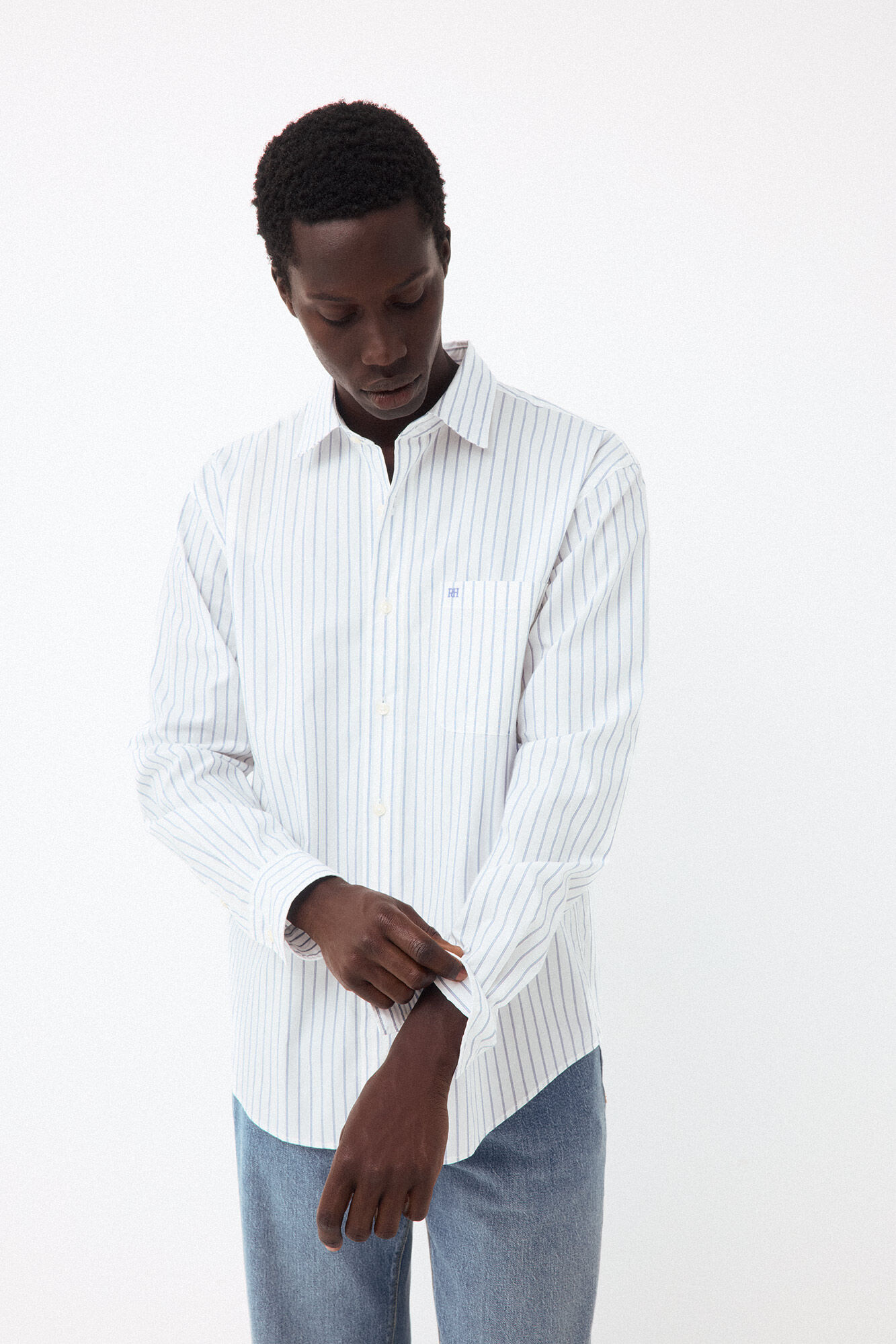 Pedro del Hierro Striped poplin relax fit shirt