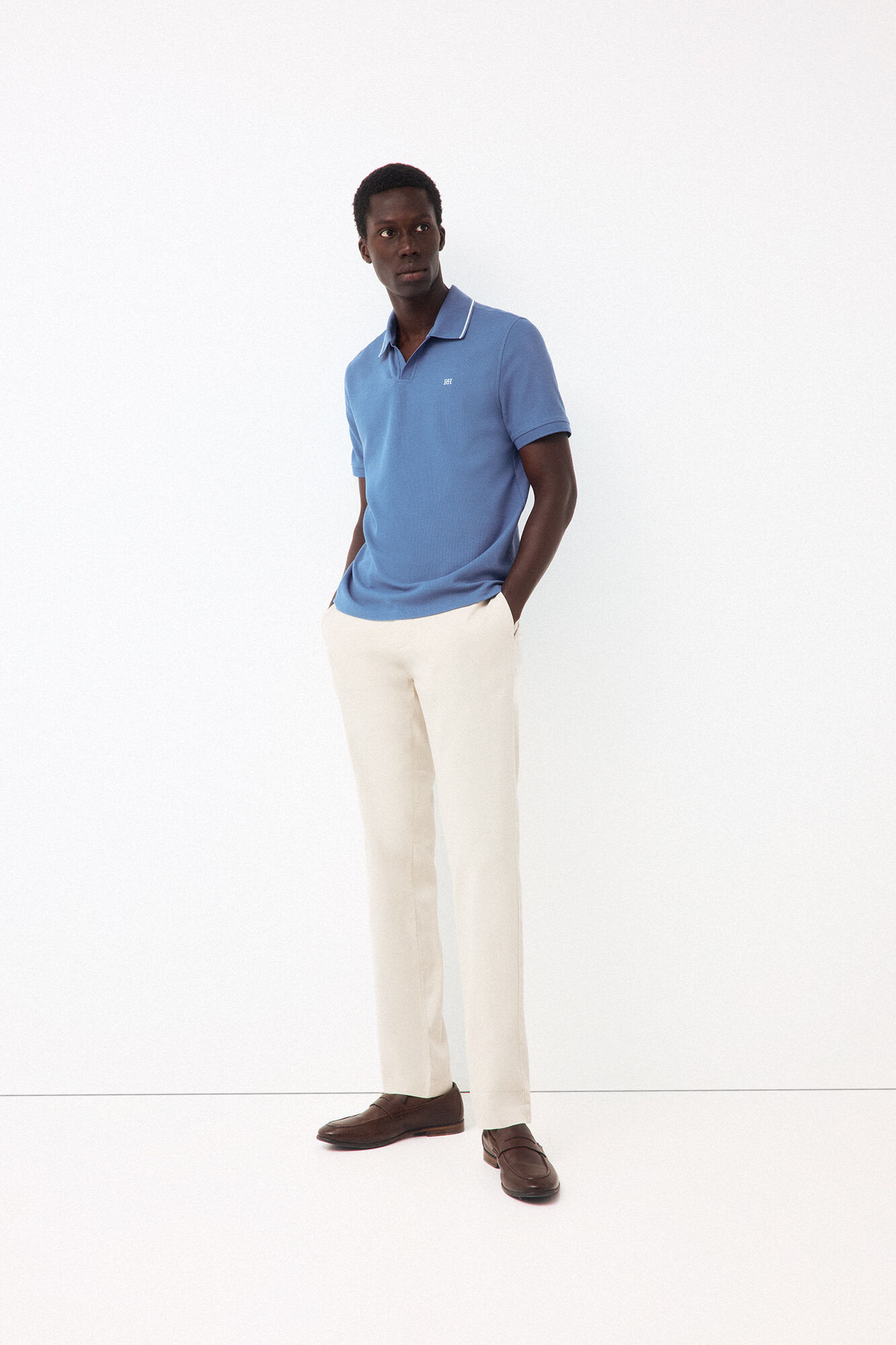 Pedro del Hierro Structured open neck polo shirt