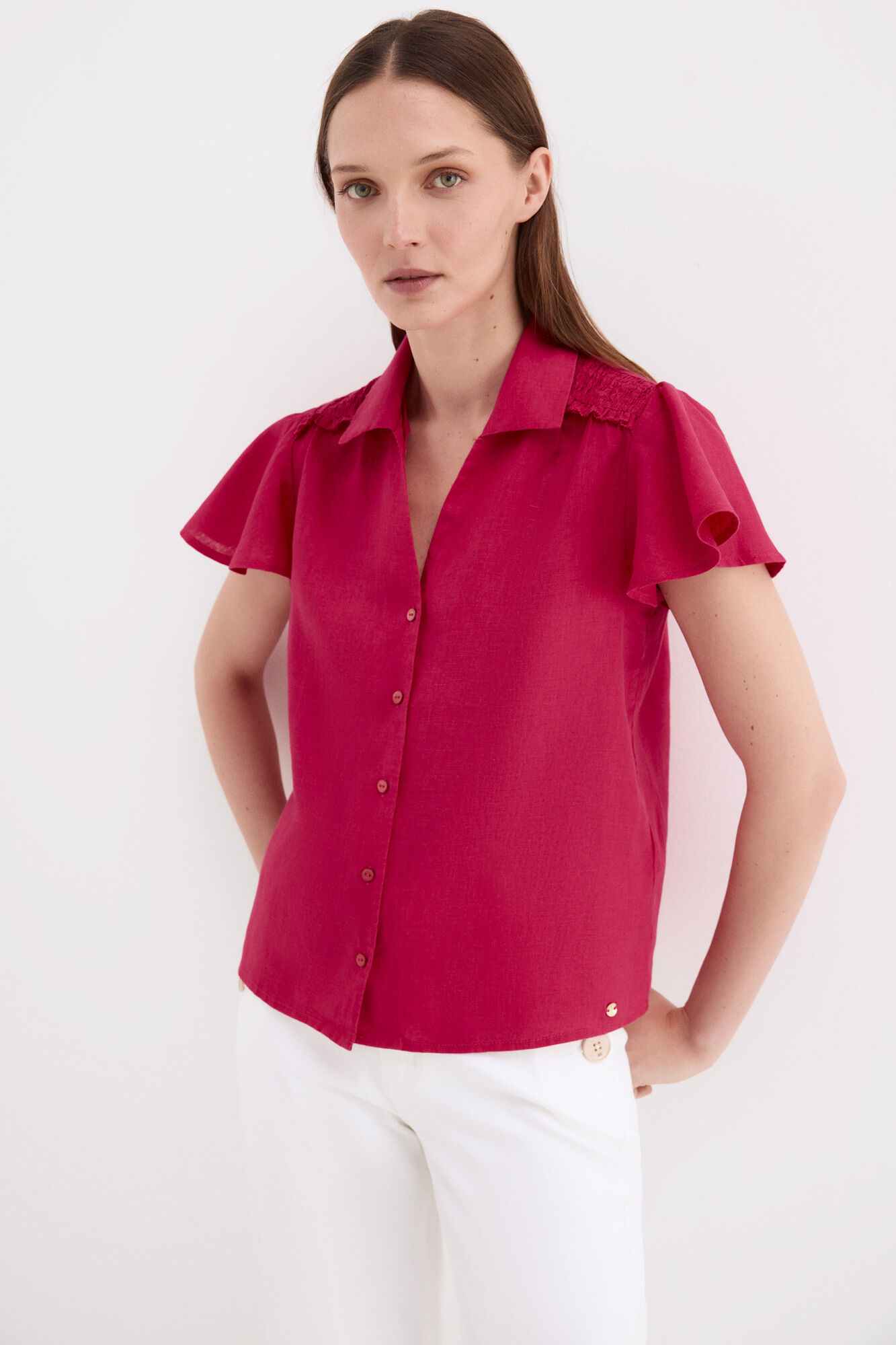 Pedro del Hierro Linen short sleeve blouse