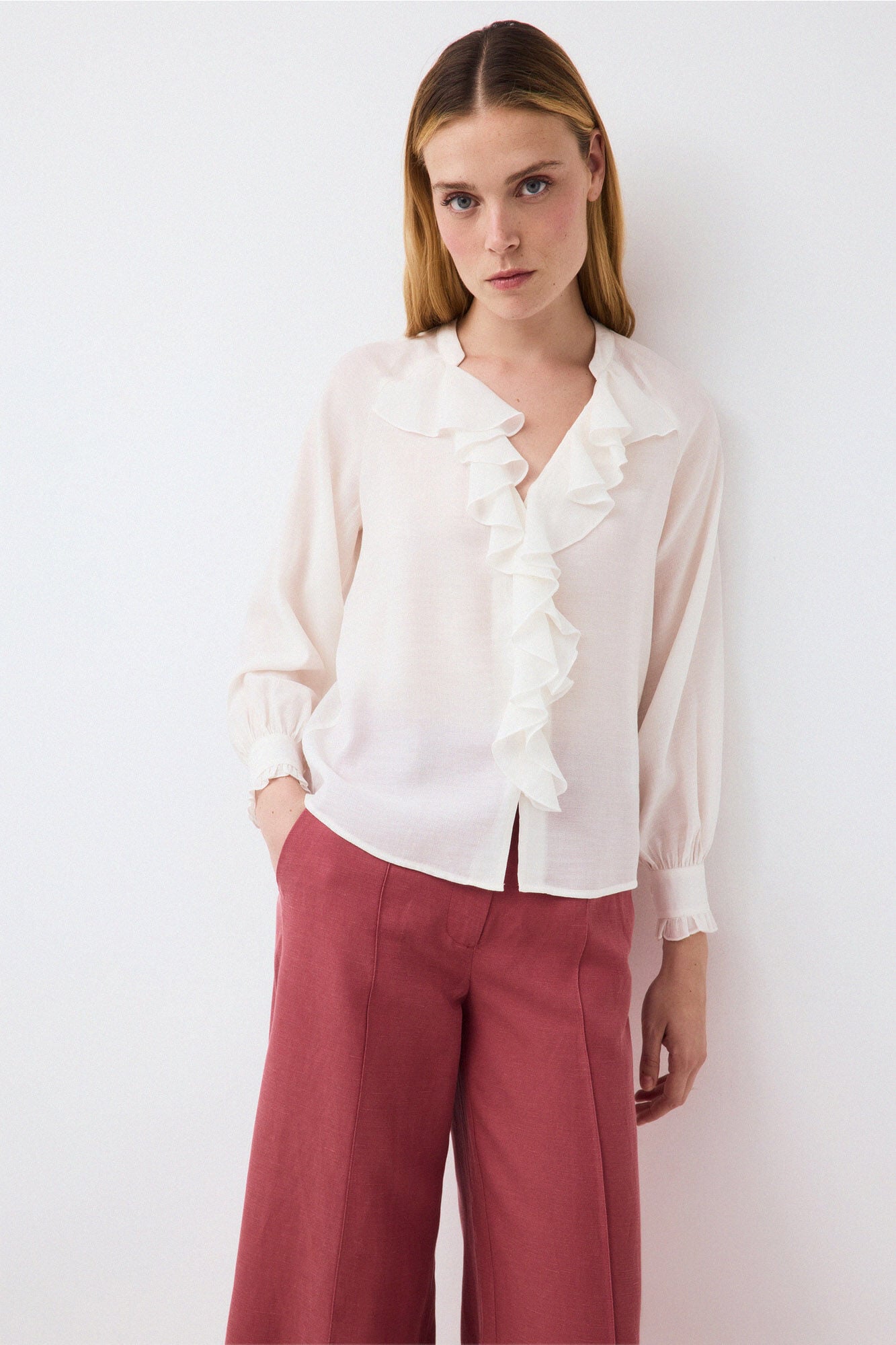Pedro del Hierro Plain ruffle blouse