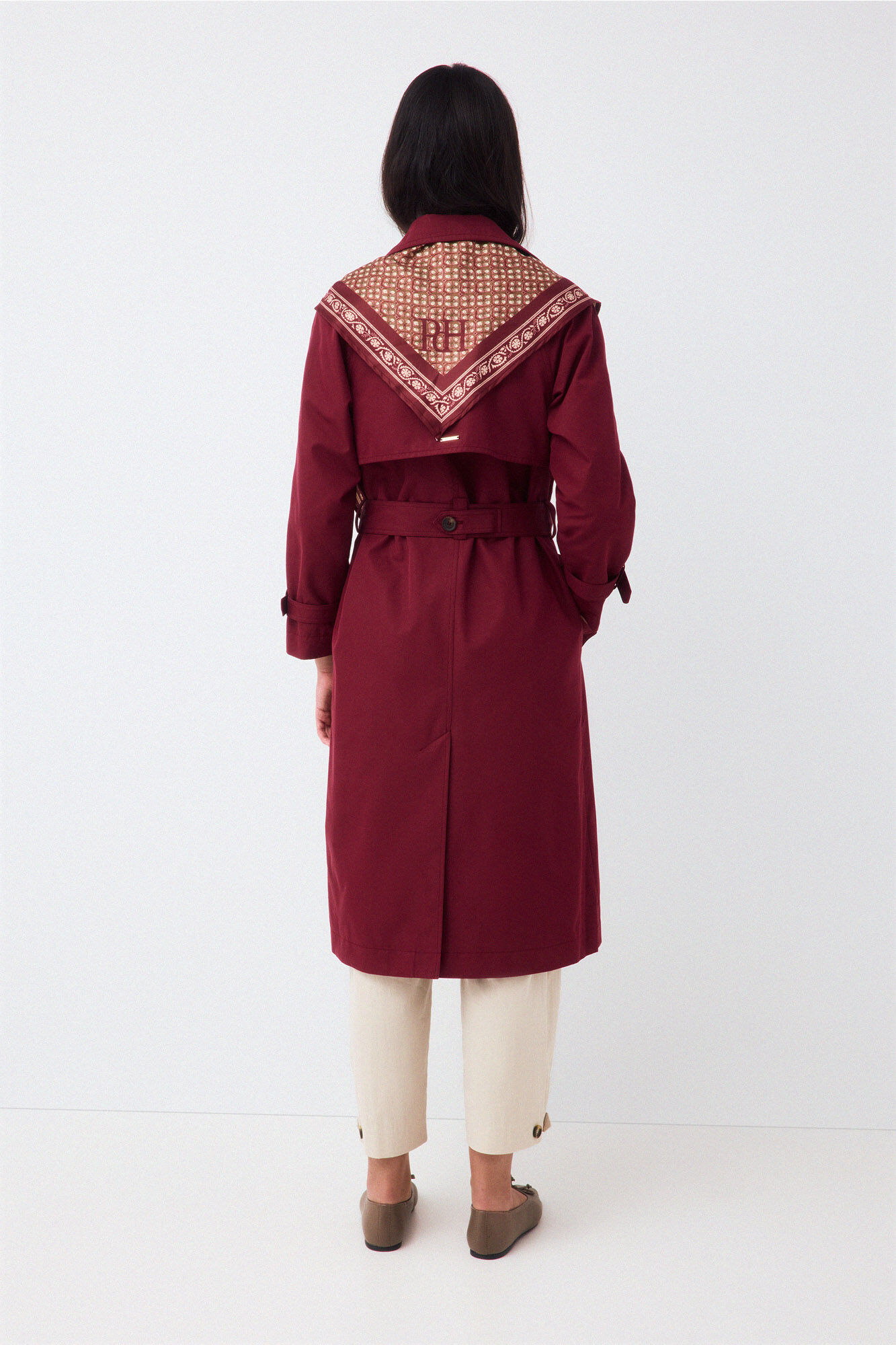 Pedro del Hierro Long trench scarf Burgundy