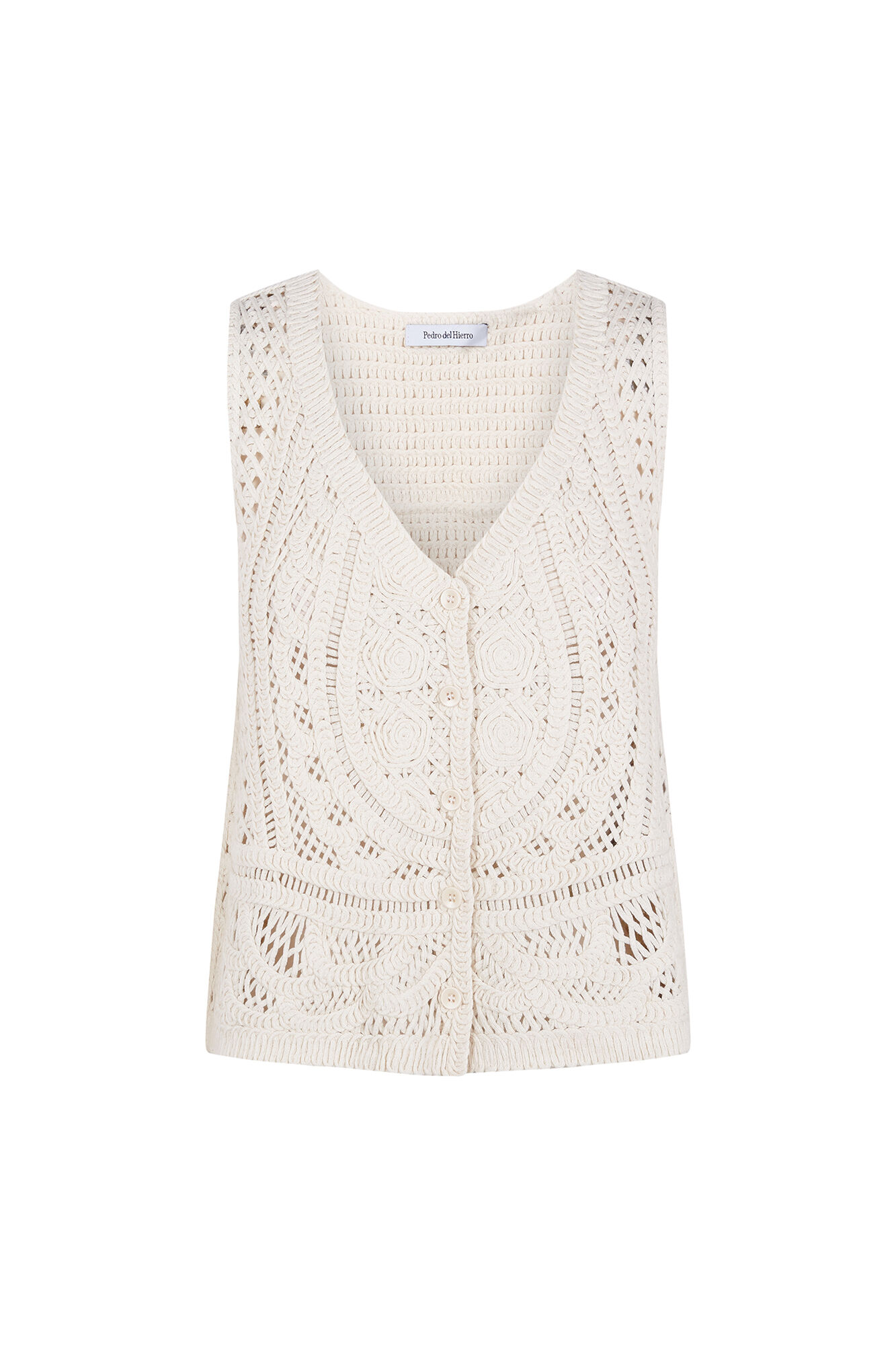 Pedro del Hierro Openwork gilet Ecru