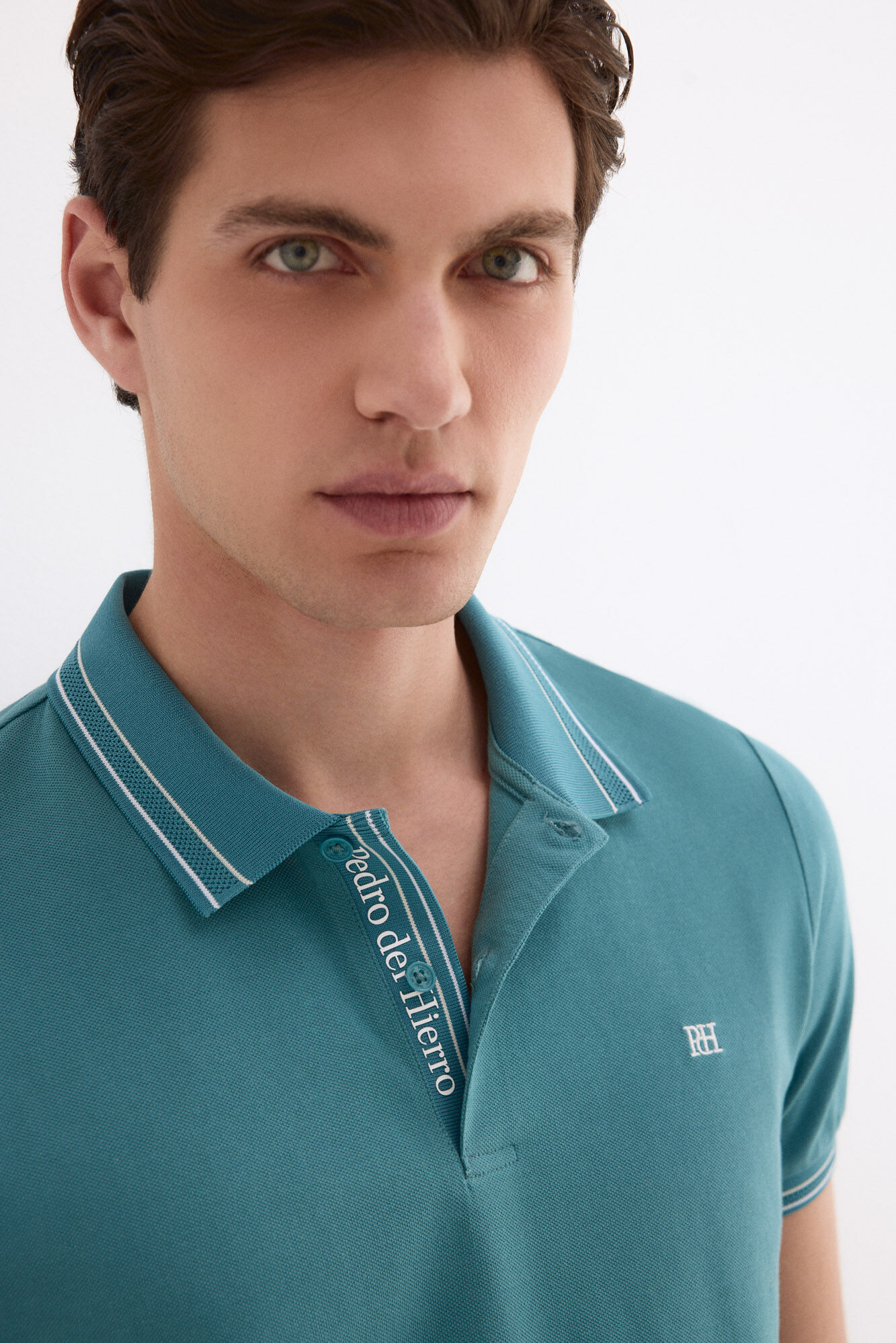 Pedro del Hierro Jacquard polo shirt Turquoise