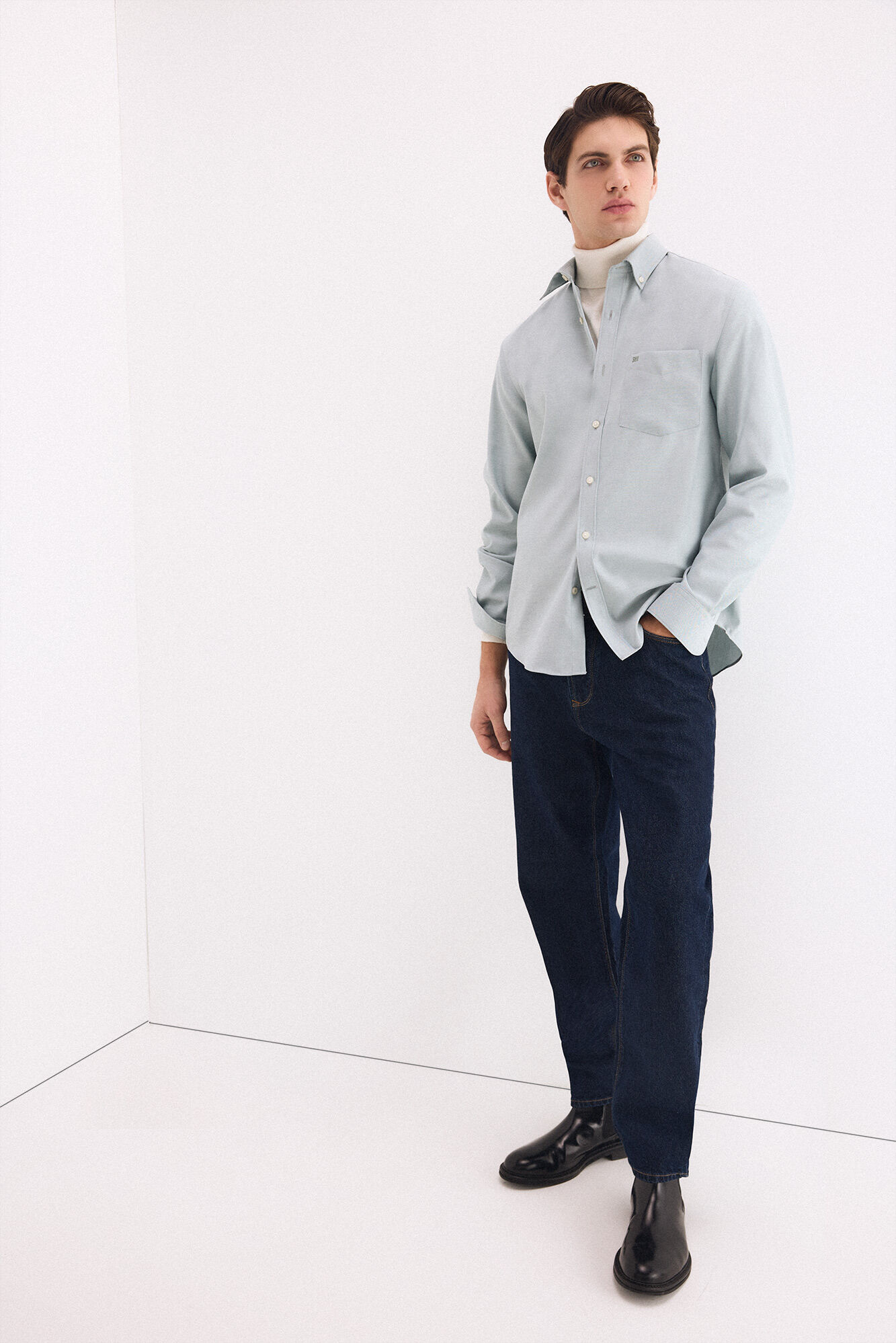 Pedro del Hierro Non-iron plain Oxford shirt Green