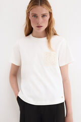 Pedro del Hierro T-shirt com bolso em crochet Branco