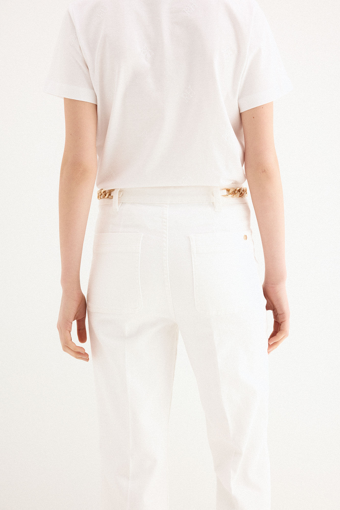 Pedro del Hierro Jeans cano reto cropped Branco