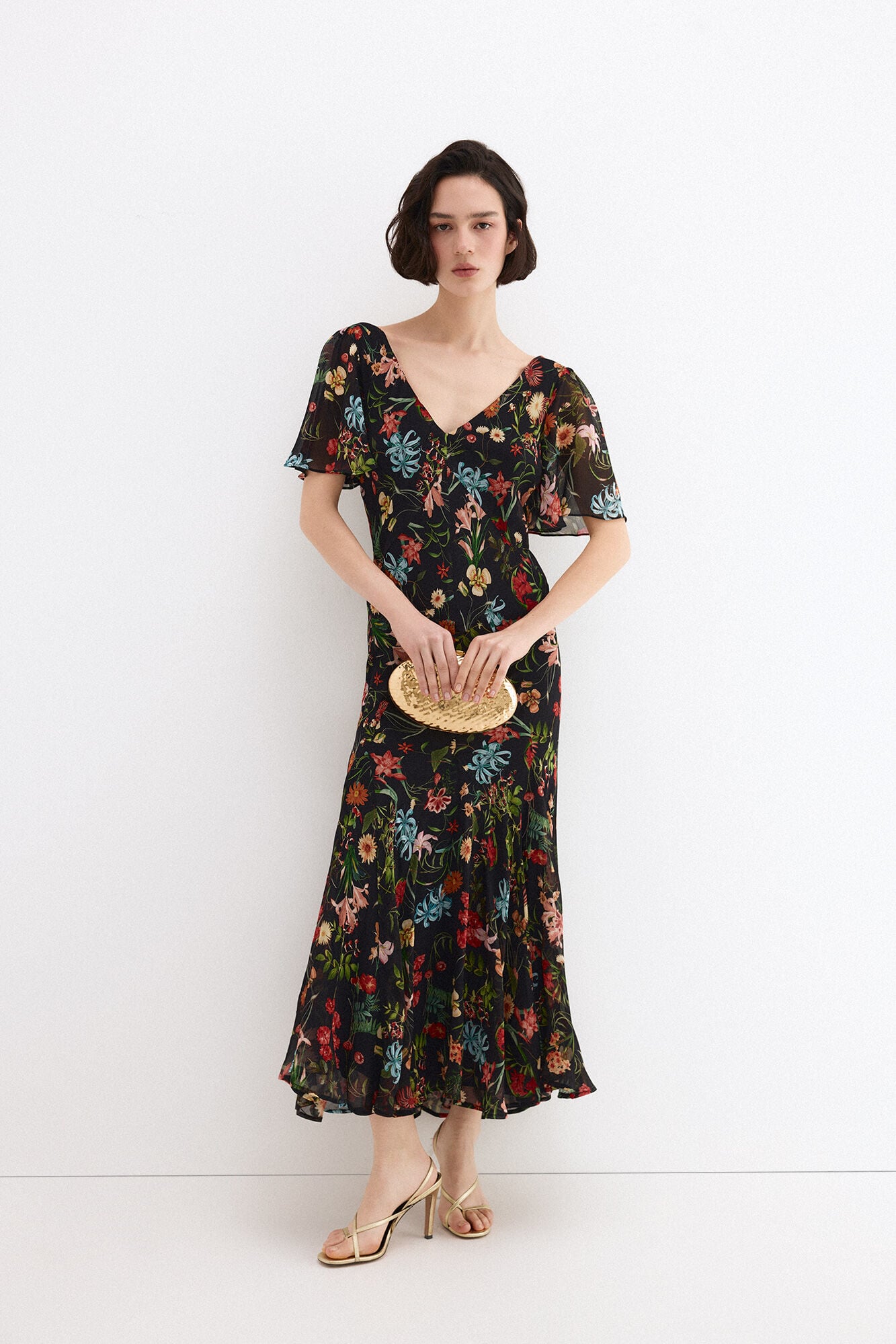 Pedro del Hierro Long printed dress with slits Blue