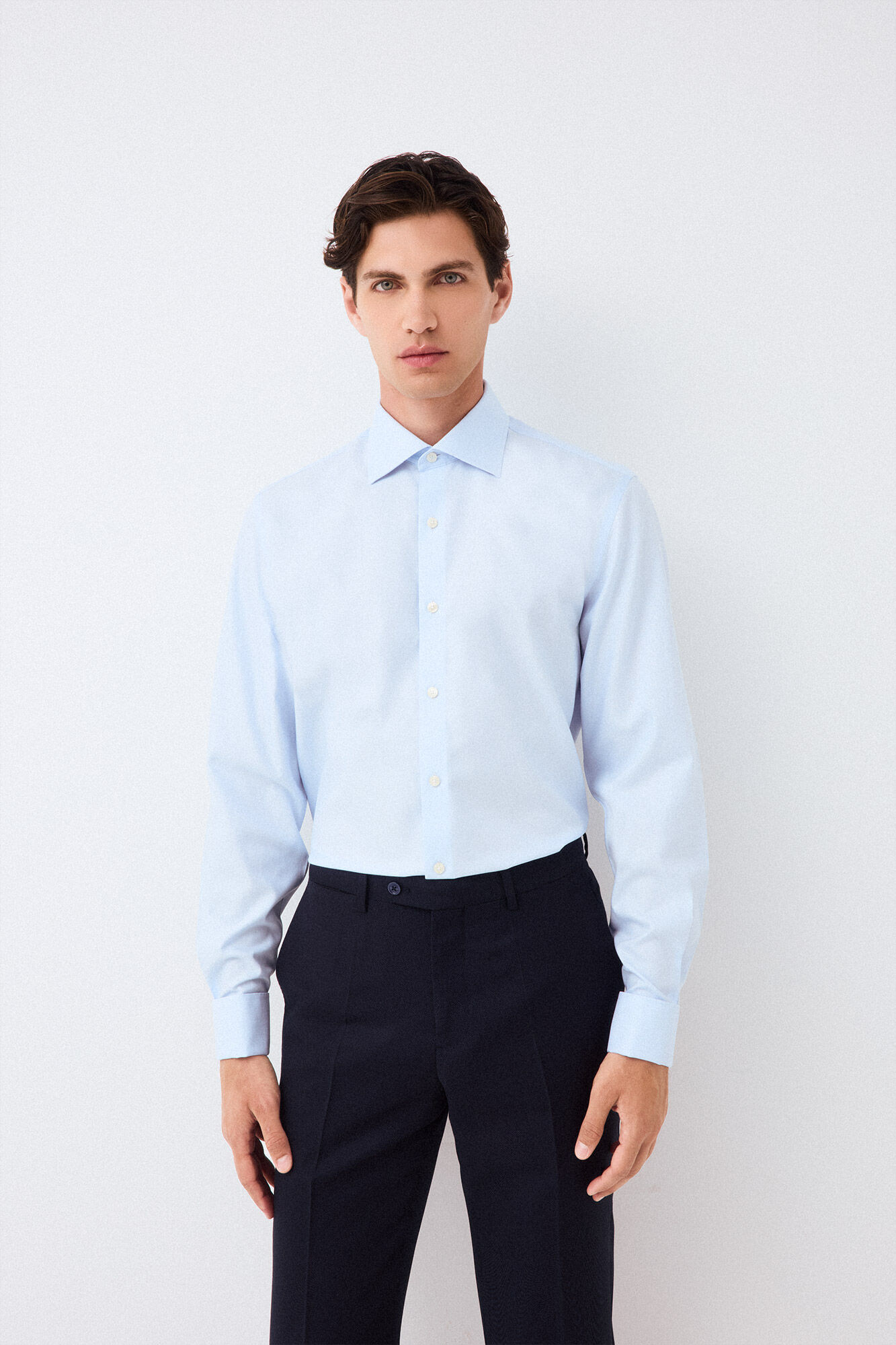 Pedro del Hierro Plain non-iron + anti-stain double cuff dress shirt