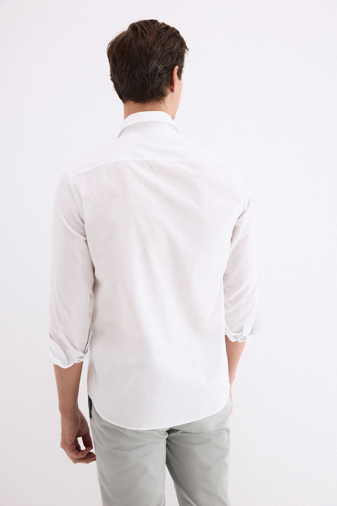 Pedro del Hierro Poplin textured checked shirt White