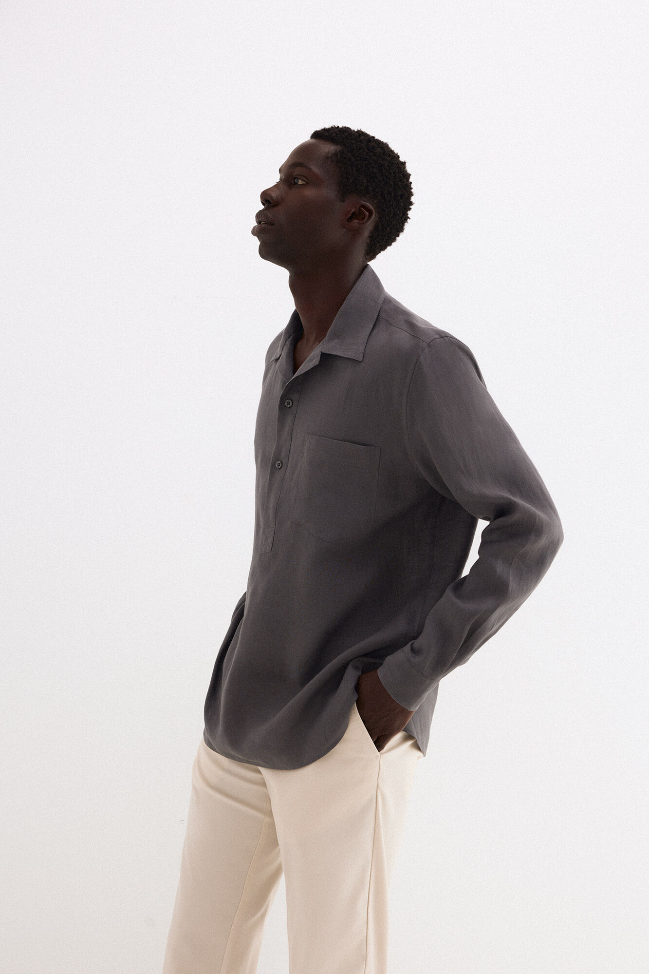 Pedro del Hierro Plain linen T-shirt Grey