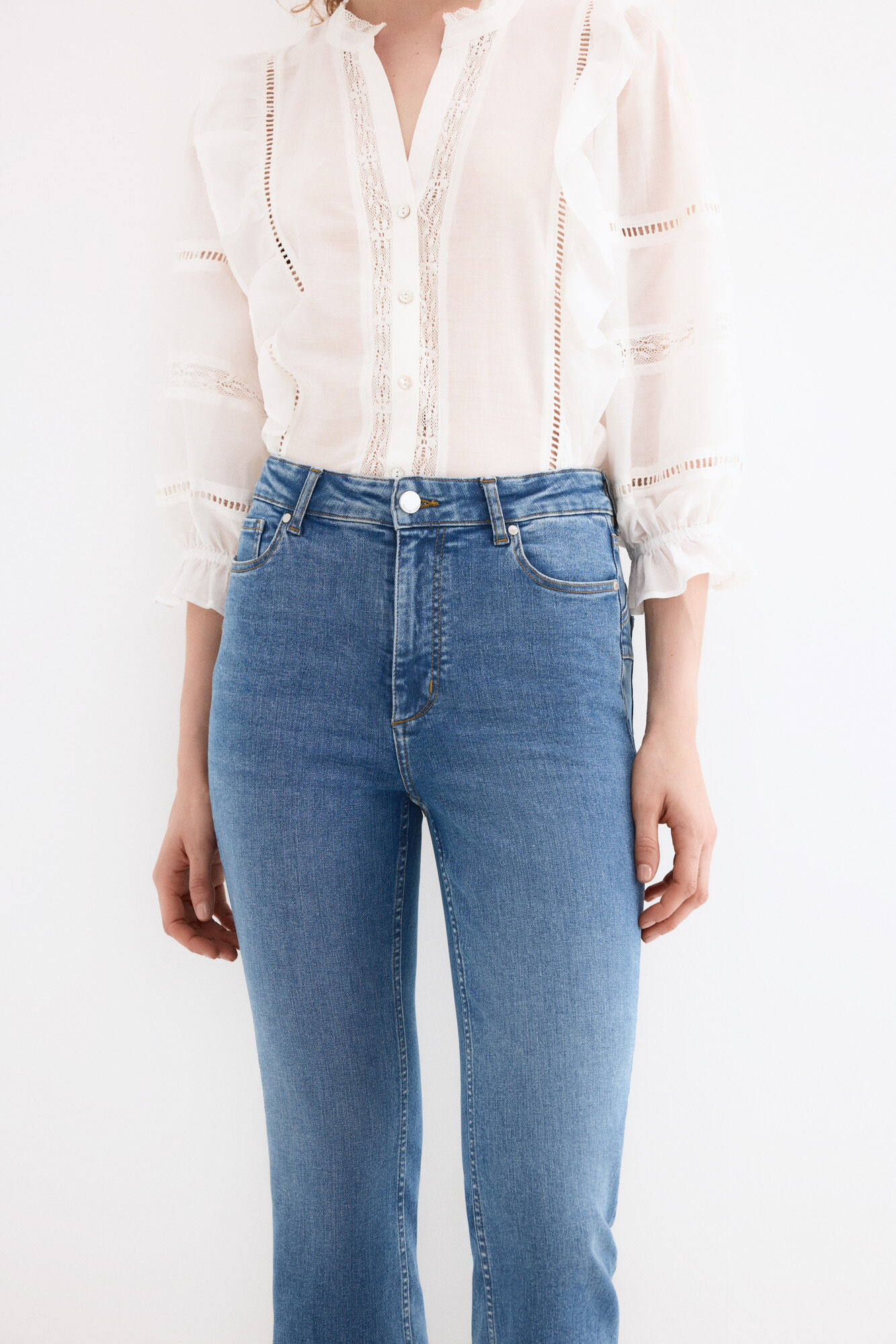Pedro del Hierro Jeans push up flare cropped Azul