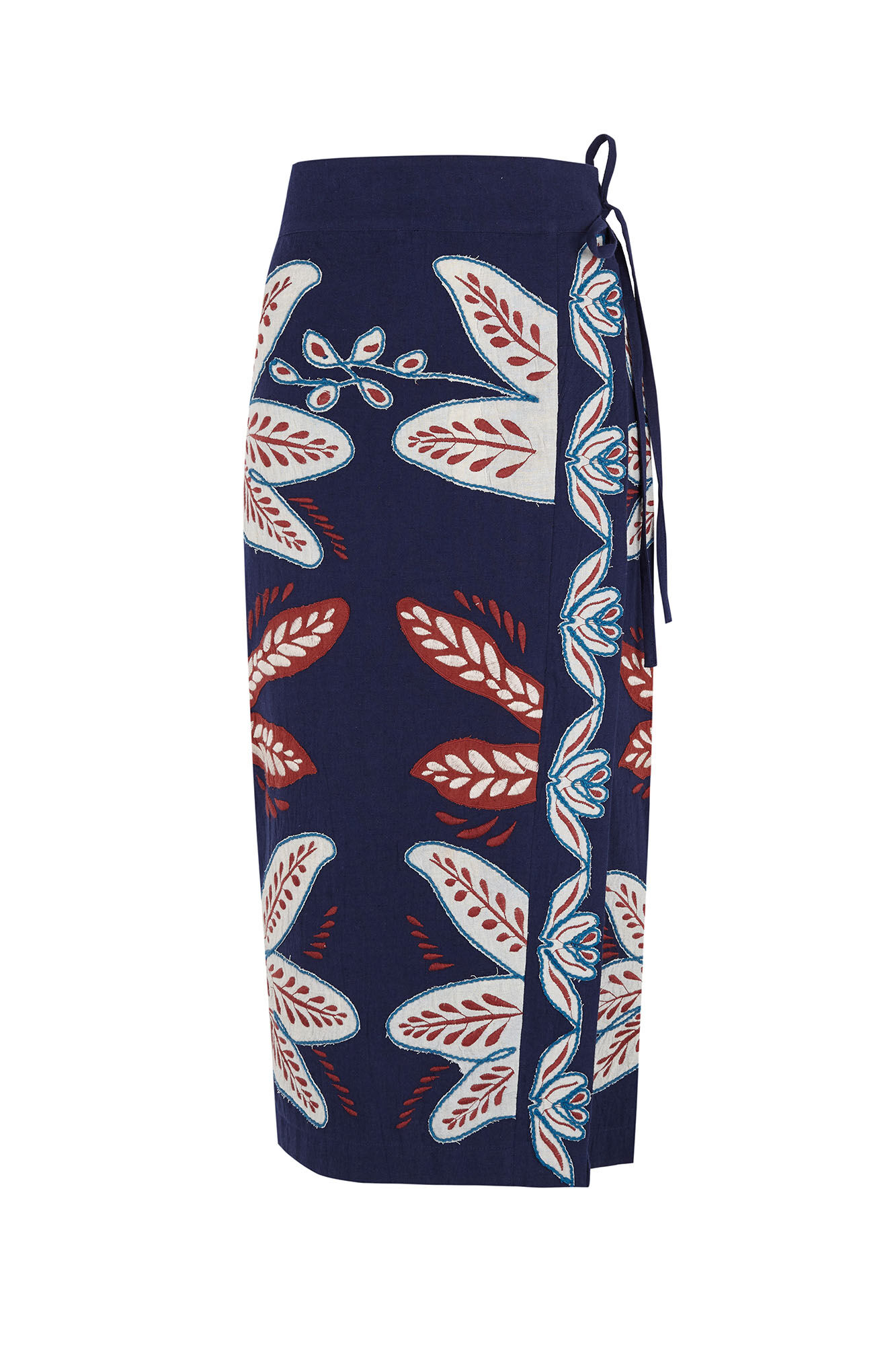 Pedro del Hierro Embroidered sarong-effect skirt Blue